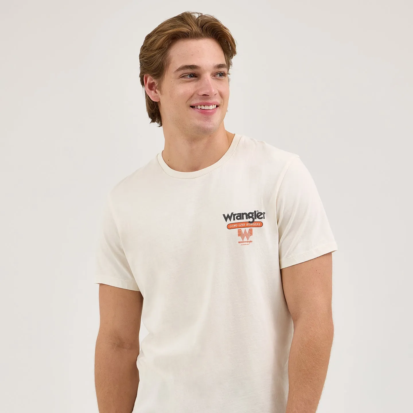 Wrangler? x Whataburger? Cowboy Burgers White T-Shirt Durable Color Retention WrinkleResistantTextile
