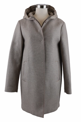 Wool Dress Coat W/ Removable Bib & Hood Easy Movement Cut