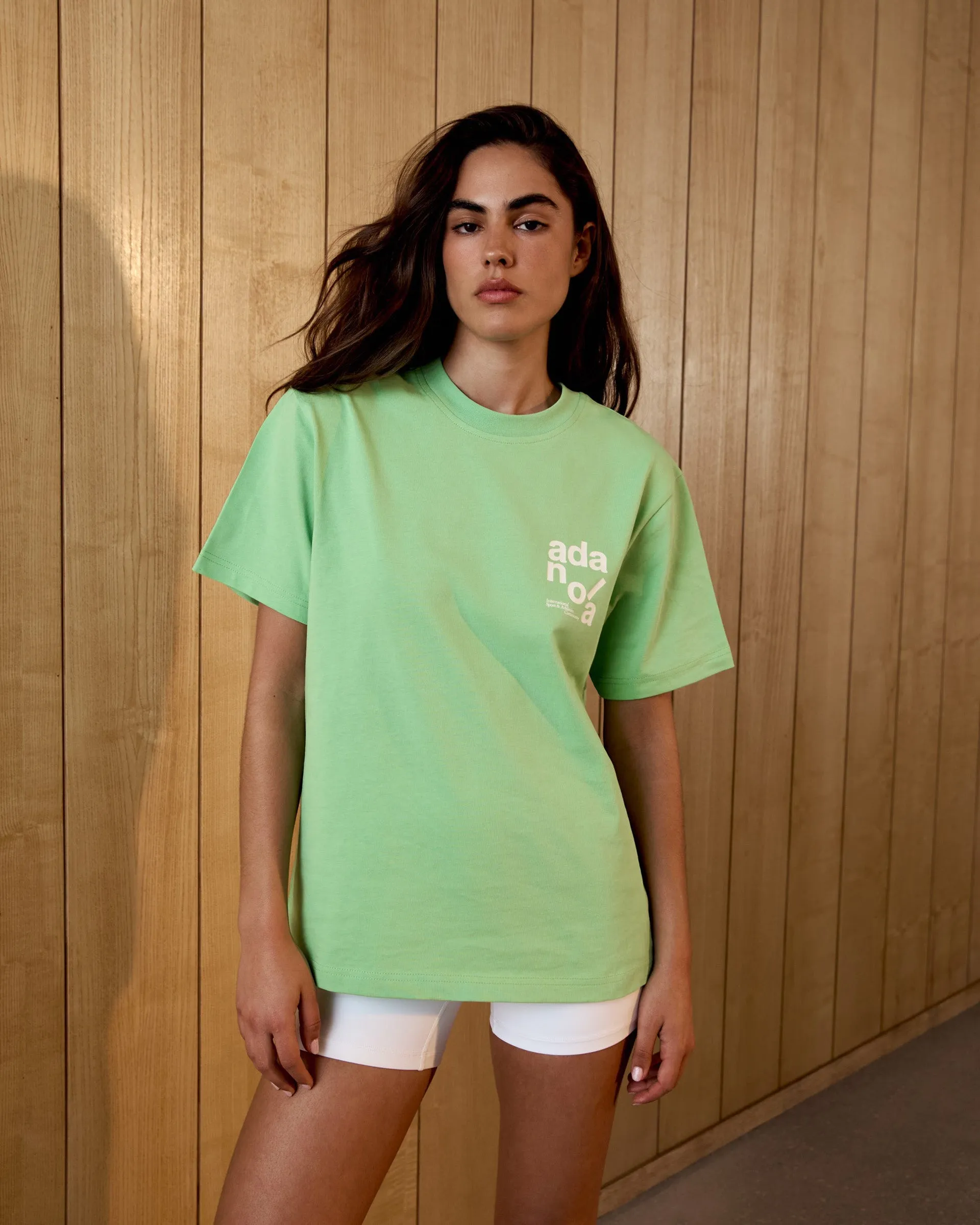 Ace Short Sleeve Oversized T-shirt - Kiwi Green/Marshmallow White Knit Fabric Technology