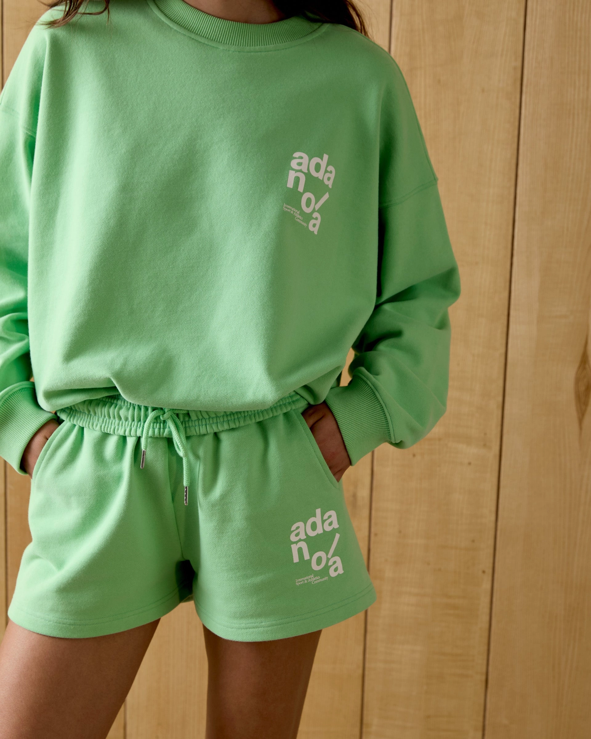 Bold colors Ace Sweat Shorts - Kiwi Green/Marshmallow White
