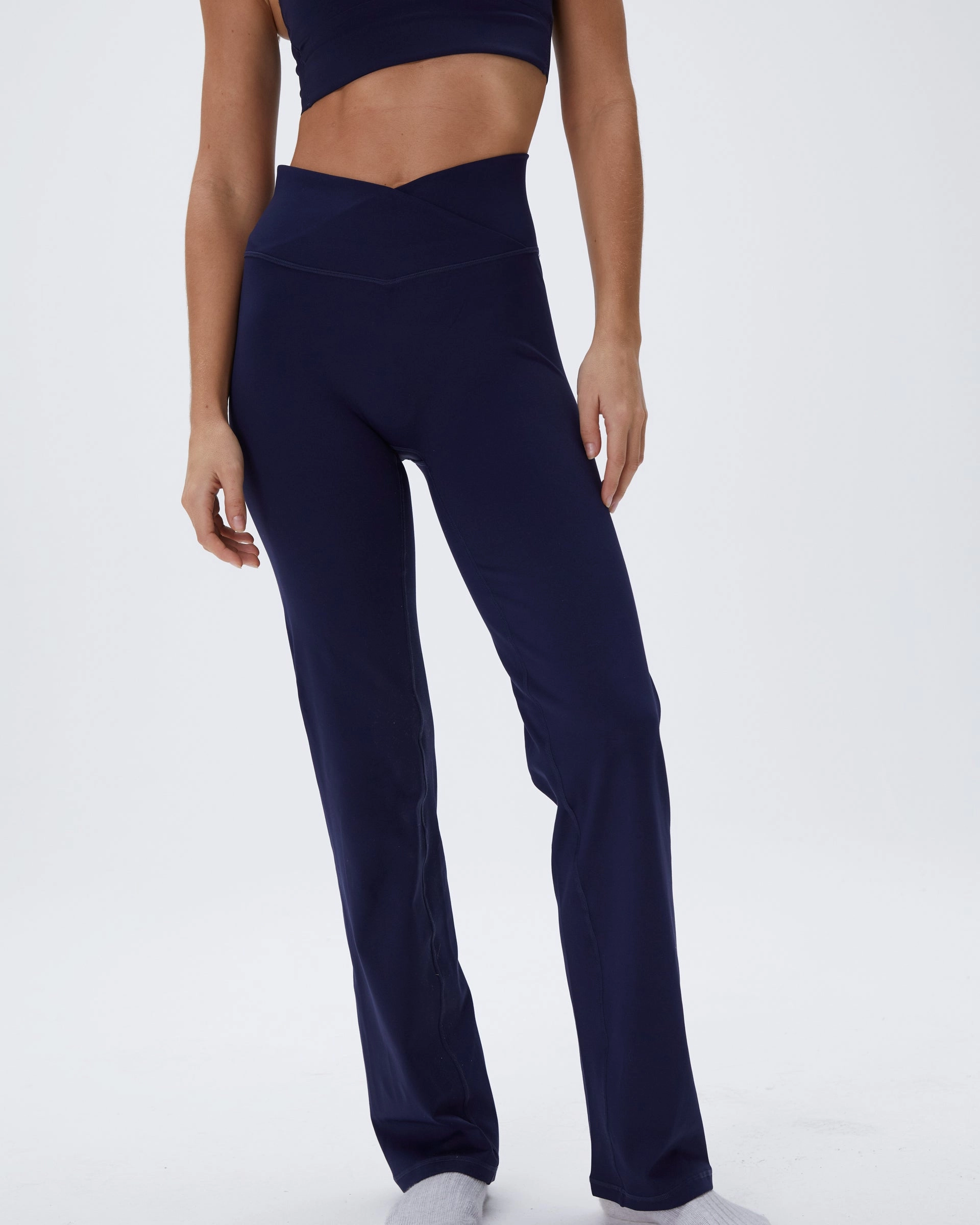 Wrap Over Yoga Pant - Navy Blue Layering Comfort Smooth silhouette