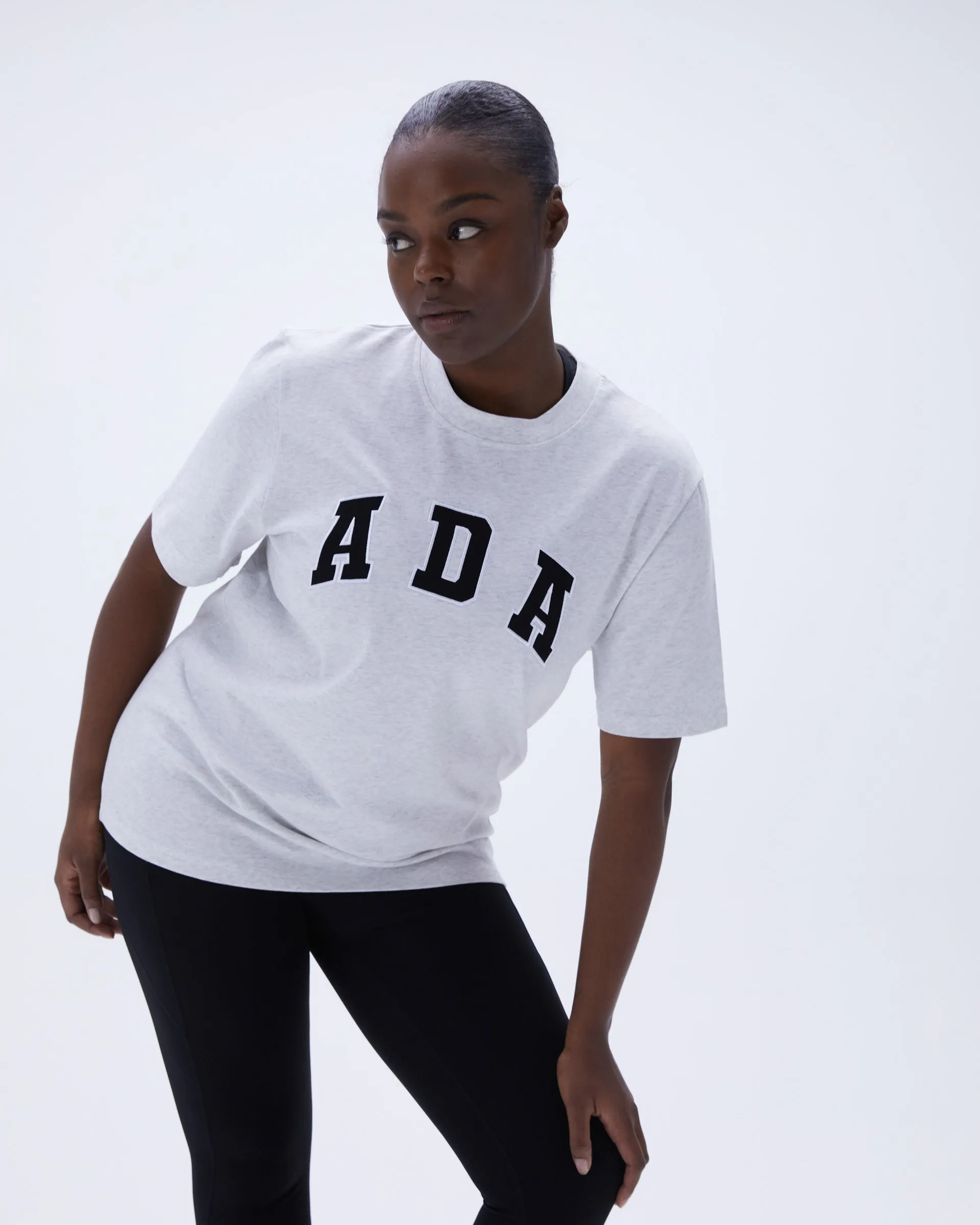 ADA Short Sleeve Oversized T-shirt - Grey Melange Active Wear CompressionTechnology