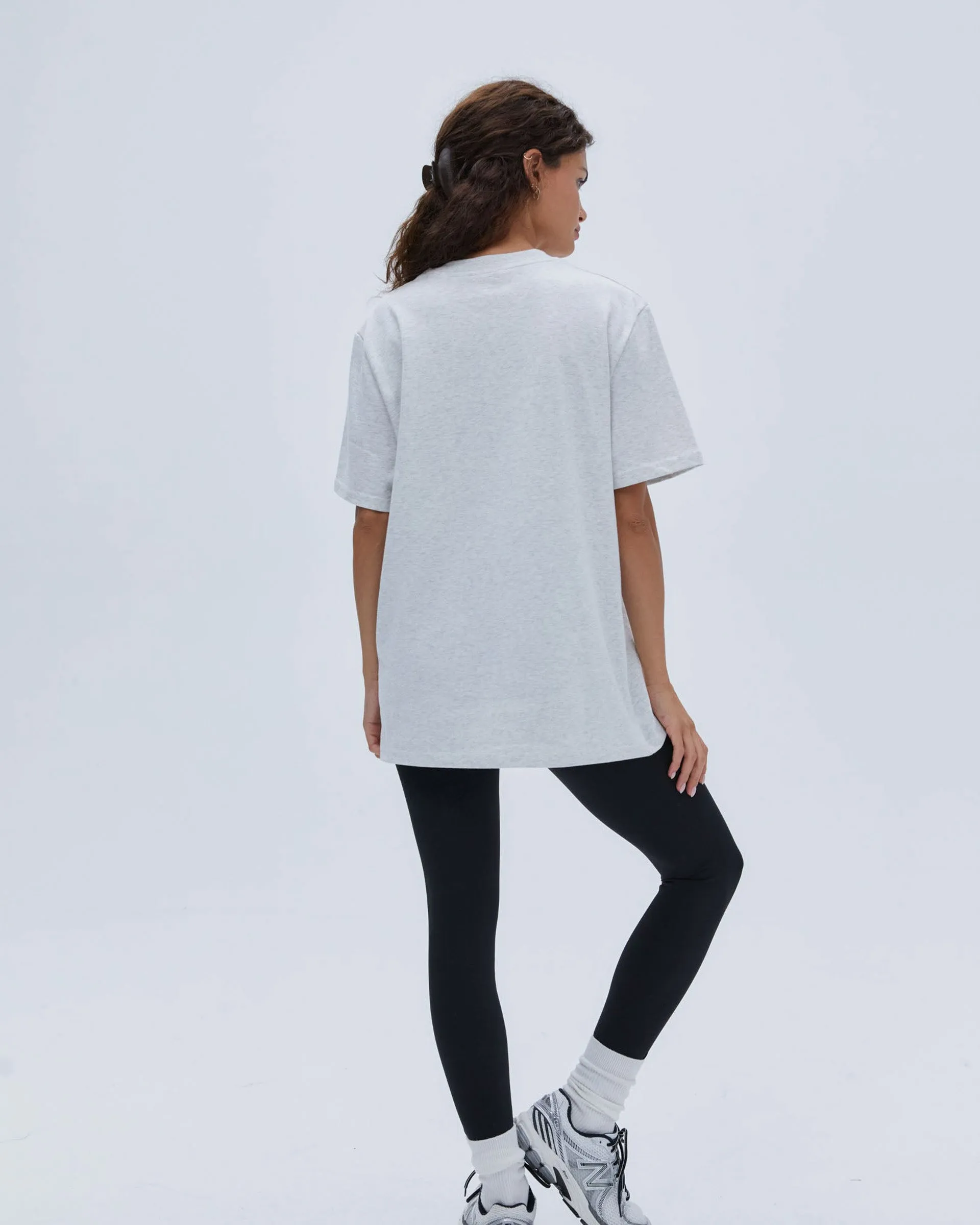 ADA Short Sleeve Oversized T-shirt - Grey Melange DoubleNeedle Stitching
