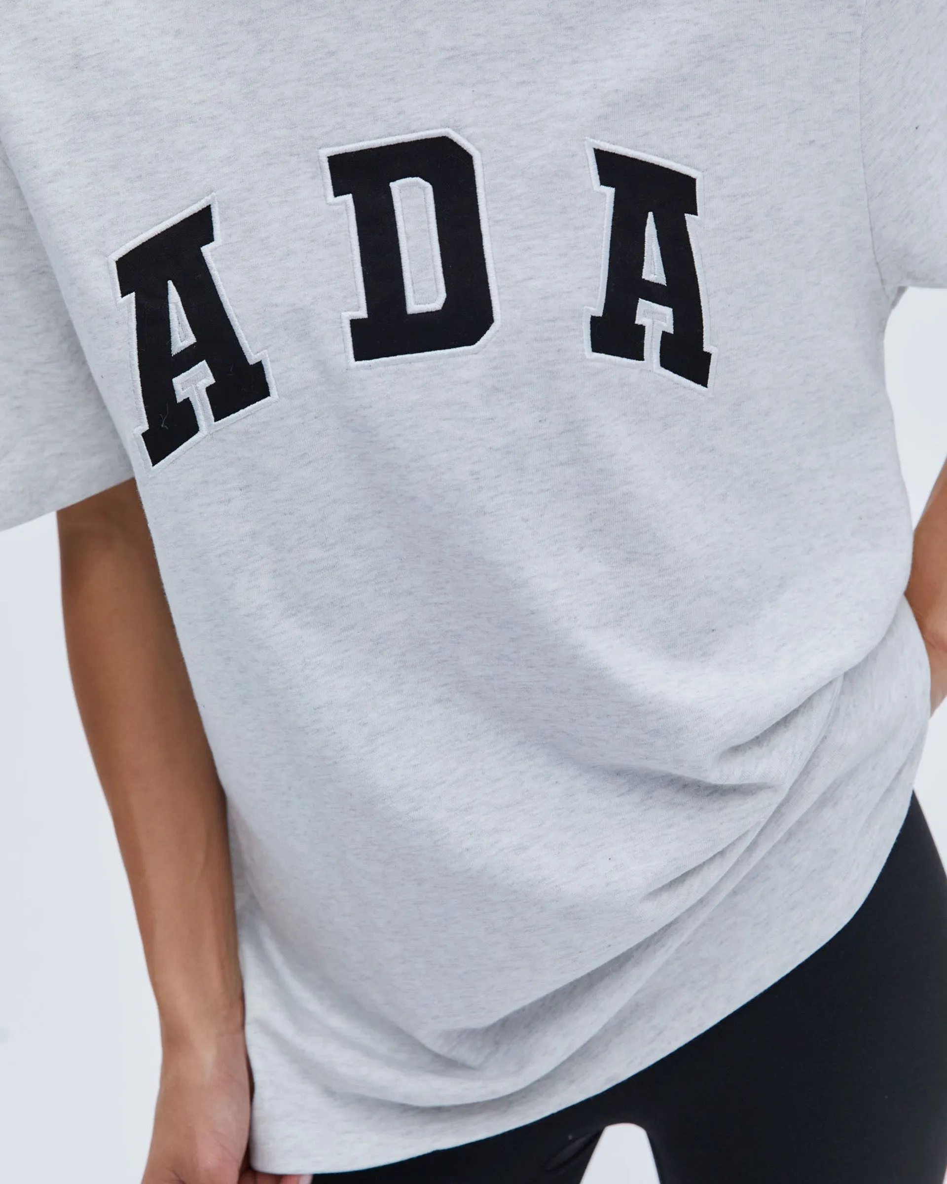 ADA Short Sleeve Oversized T-shirt - Light Grey Melange Regular Fit Low Profile Zipper