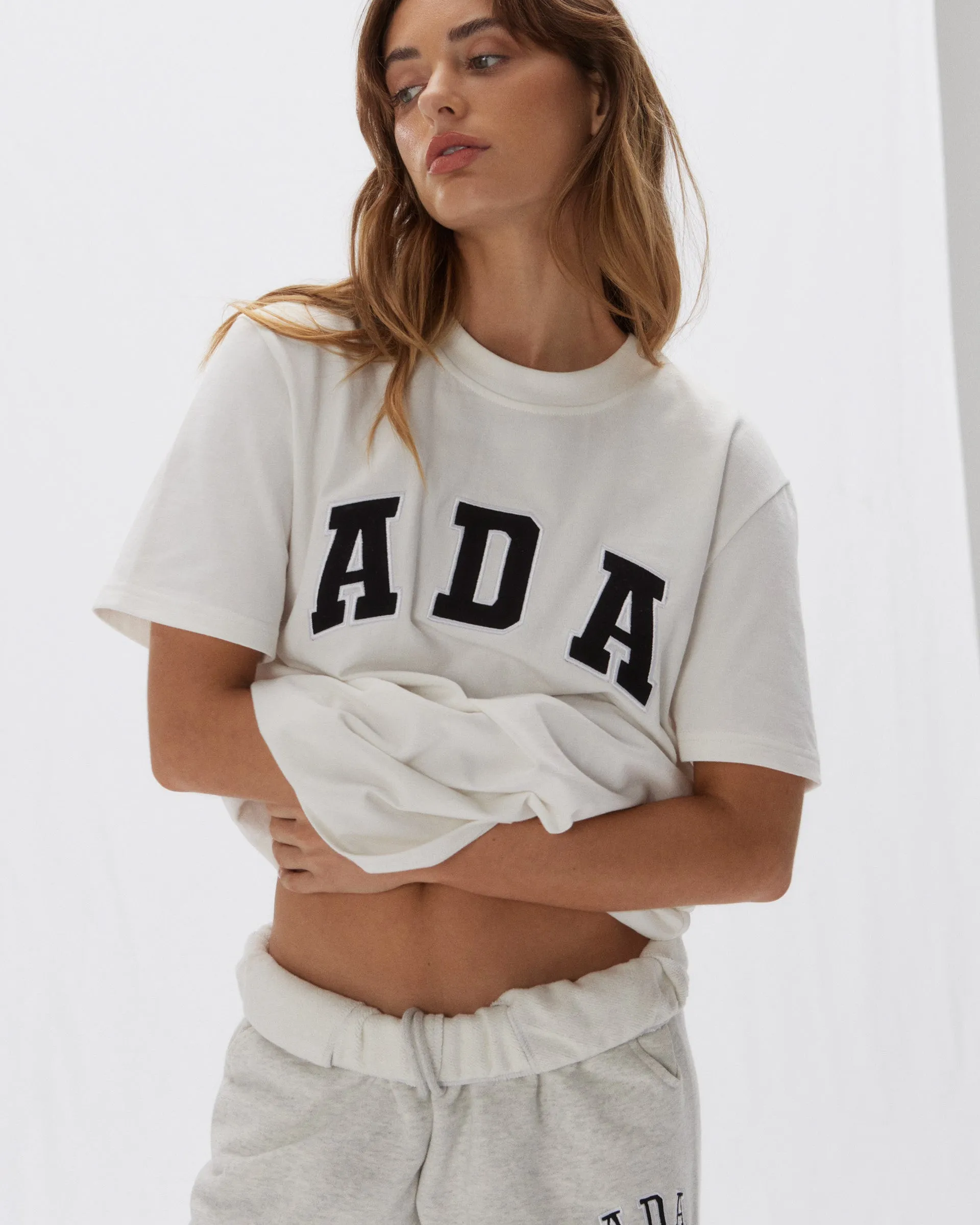 Convertible Collar ADA Short Sleeve Oversized T-shirt - White/Black