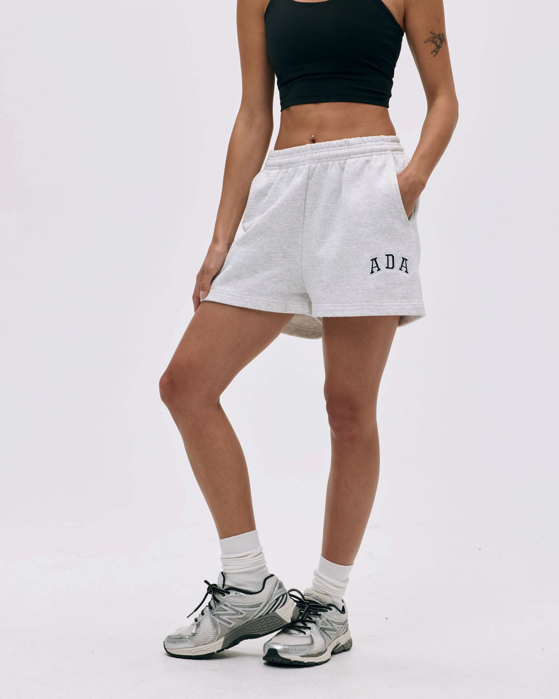 ADA Sweat Shorts - Light Grey Melange Easy Movement Fit Minimal Comfort