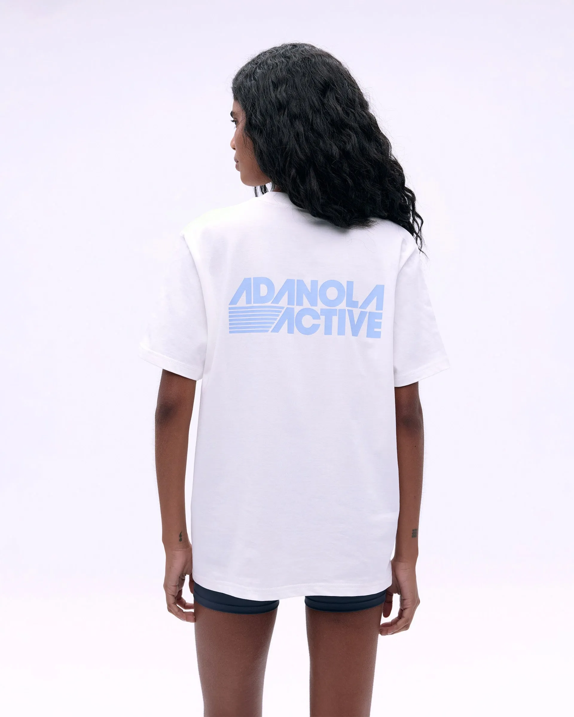 Adanola Active Short Sleeve Oversized T-shirt - White/Powder Blue StainResistantFinish