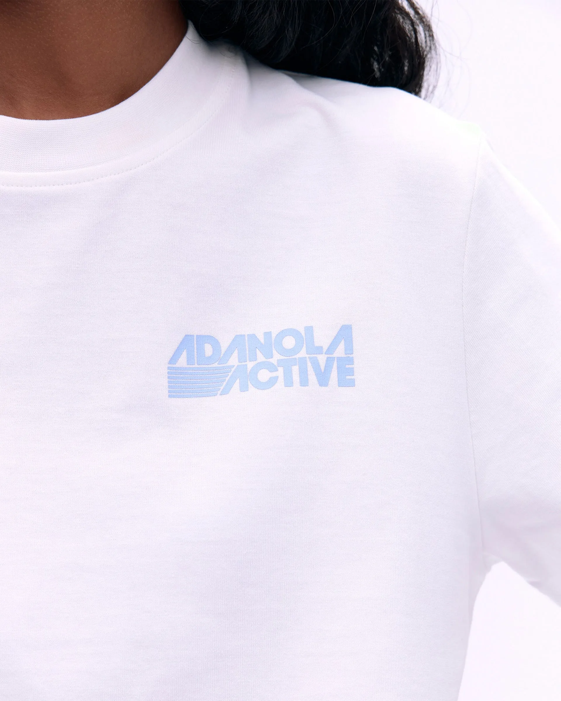 Vintage Shirt AllDay Comfort Tech Adanola Active Short Sleeve Oversized T-shirt - White/Powder Blue