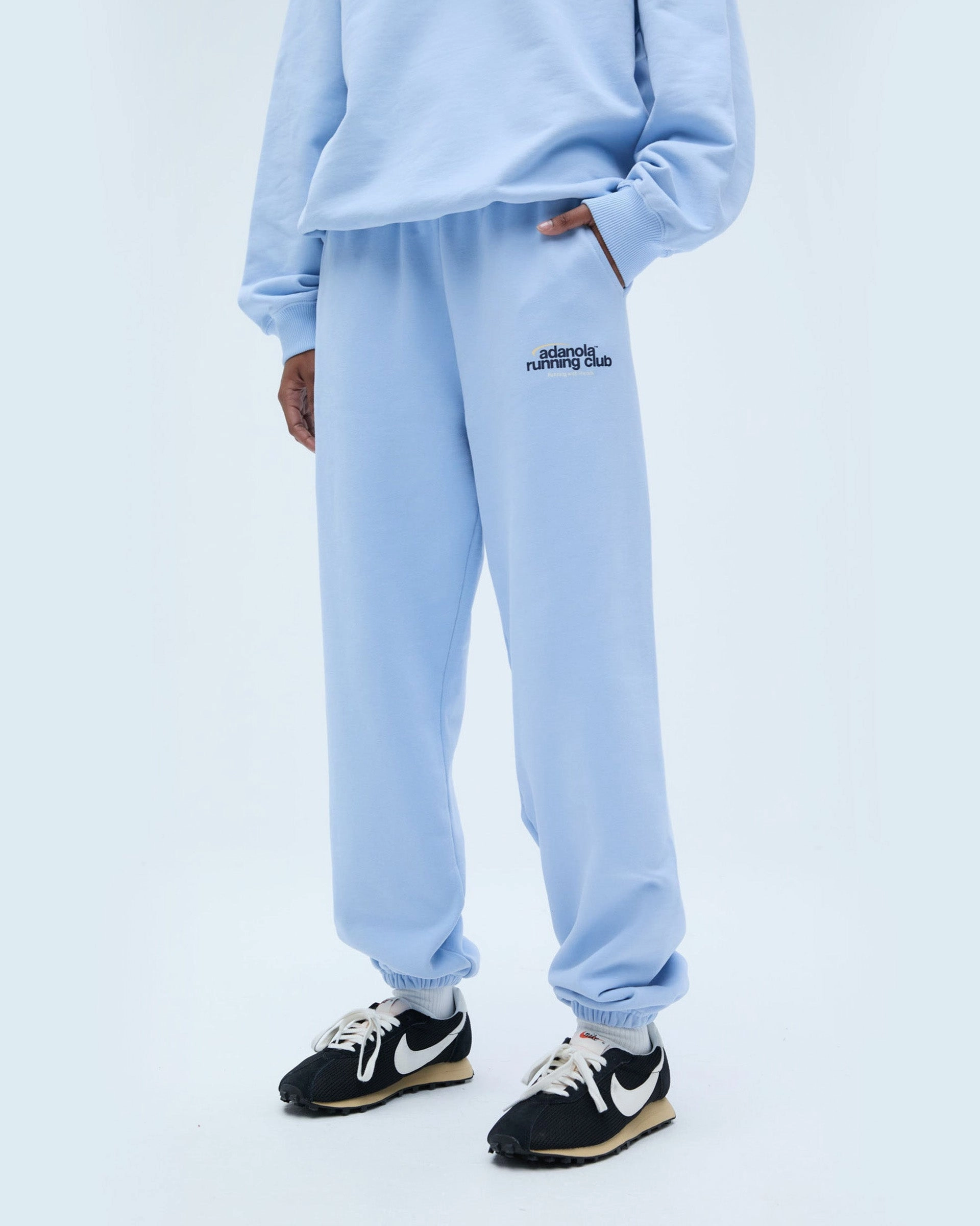 Non Clip Snag Resistant Fabric Adanola Running Sweatpants - Powder Blue