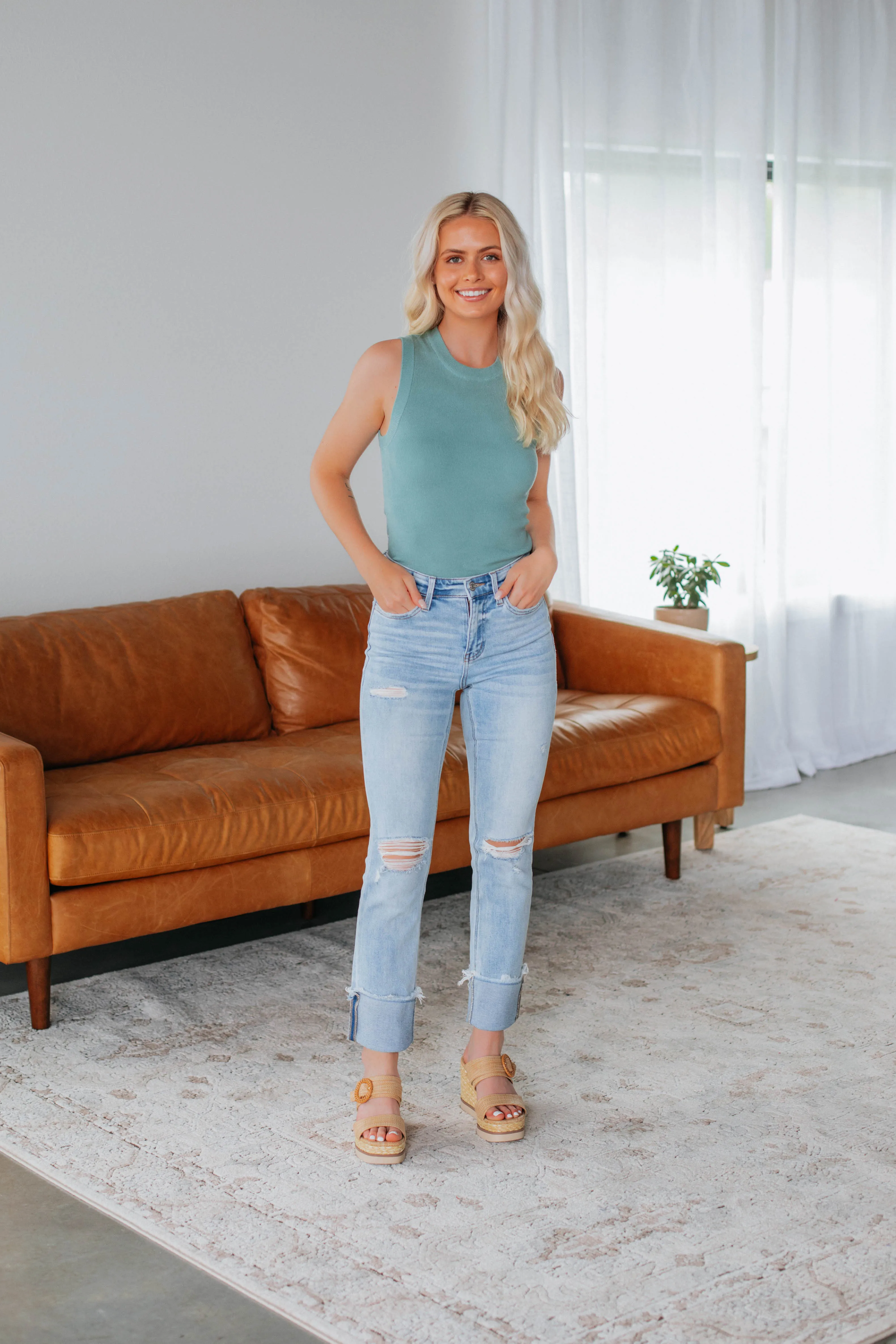 Adrianna Knit Tank - Jade Impact - resistant