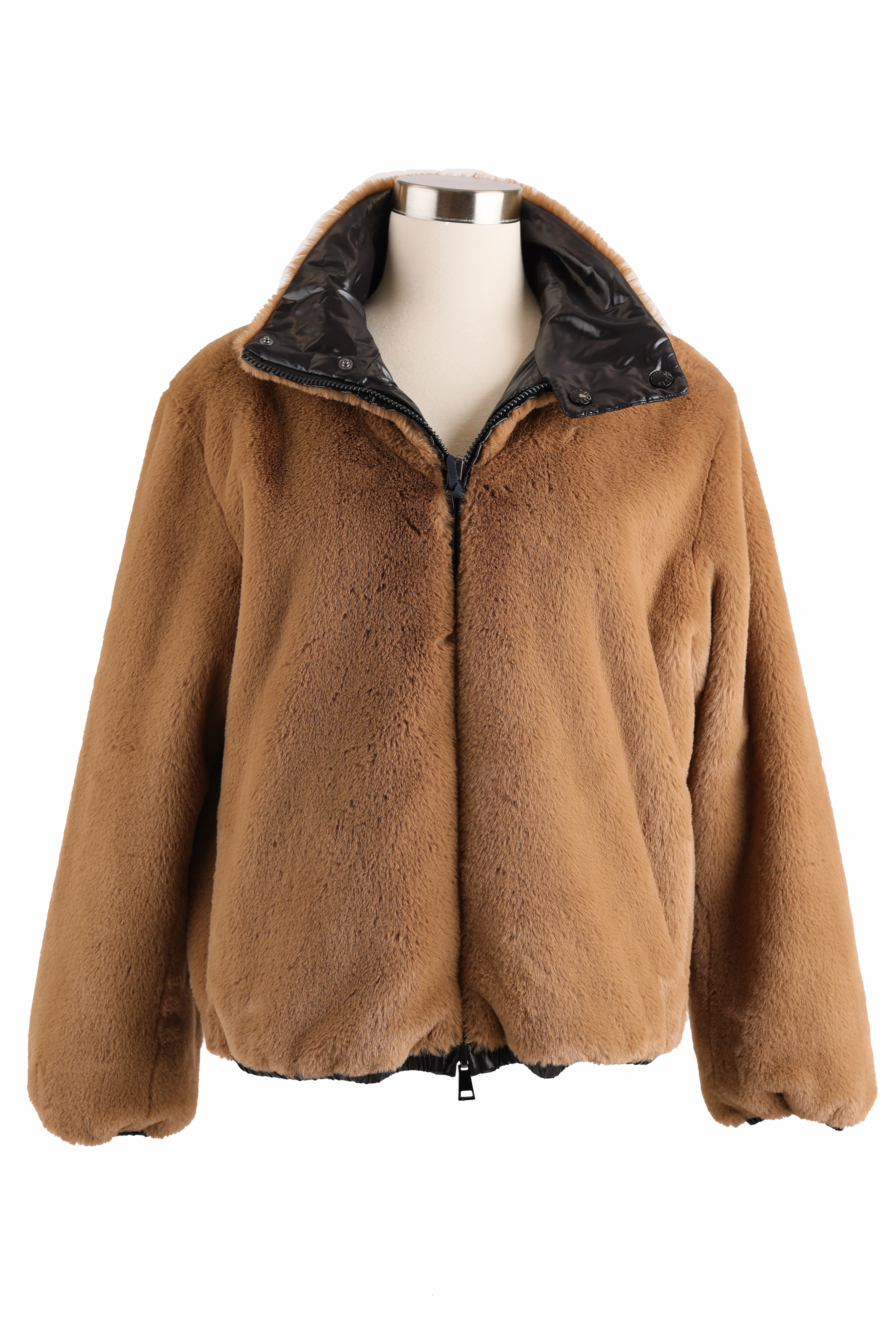 Reinforced Shoulder Padding Insulated Core Technology Adoxe Reversible Faux Fur Jacket