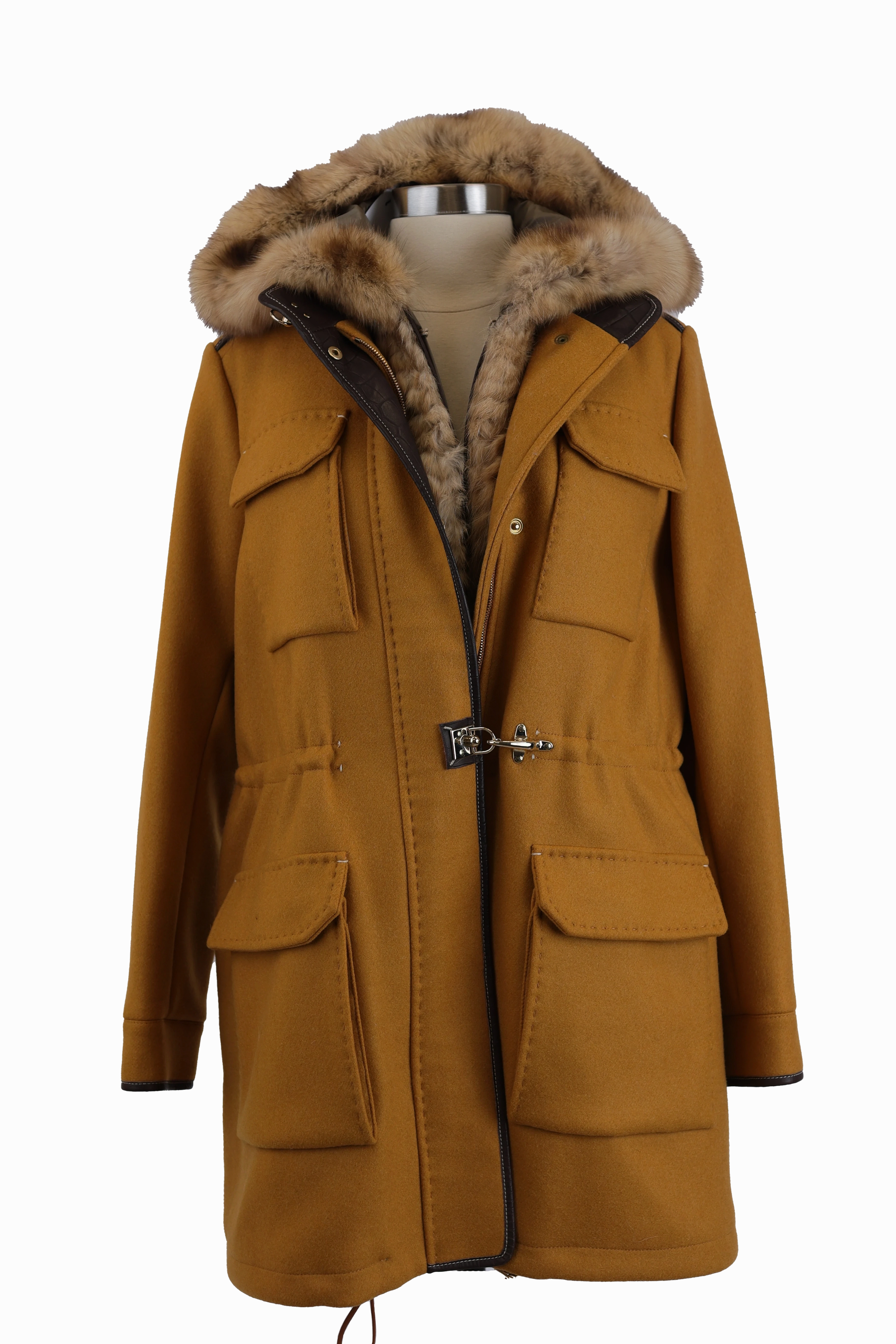 3 in 1 Wool Dress coat W/ Fur Vest Clean Outer