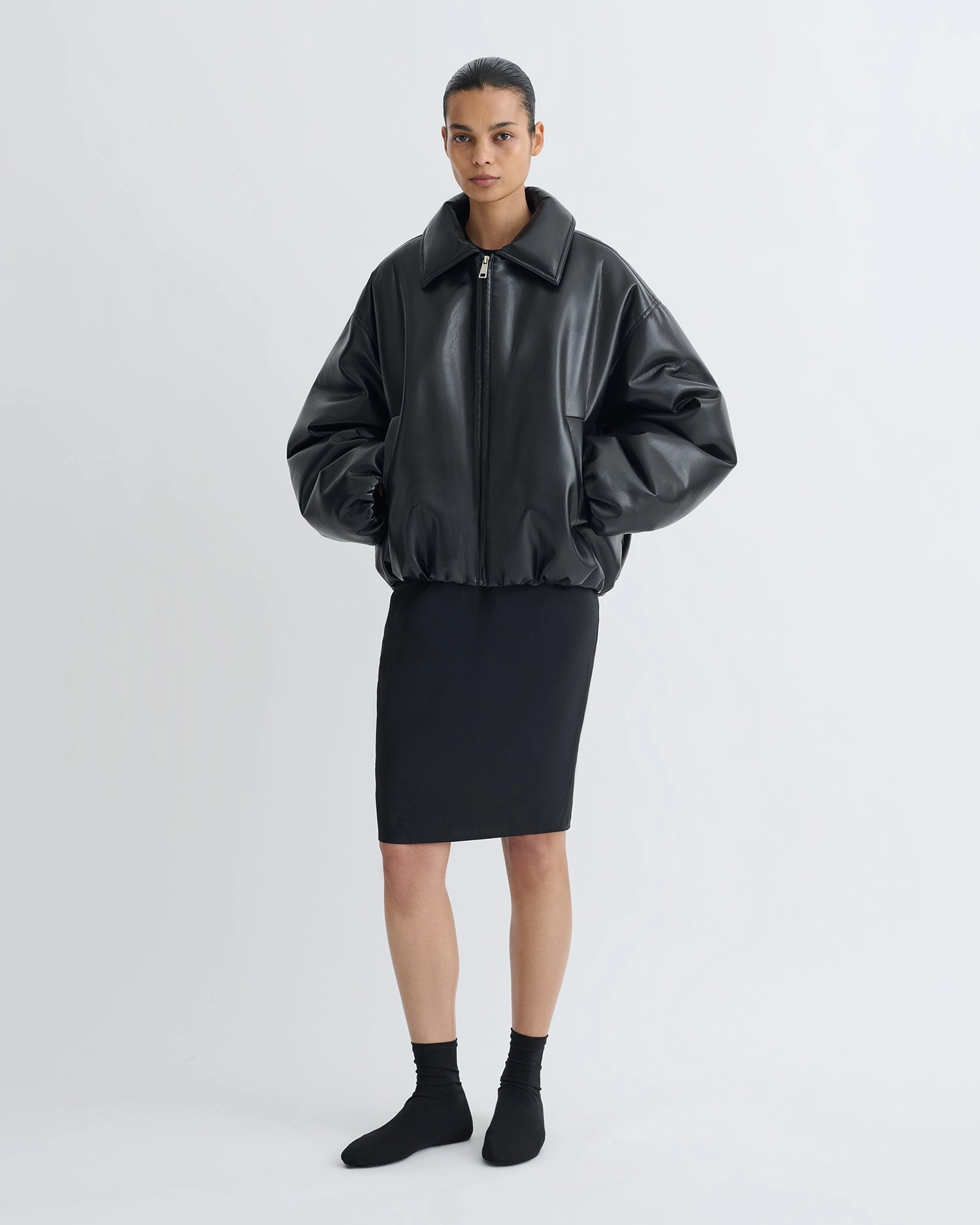 Kaiya - Glass Poplin Skirt - Black Low Impact Dye