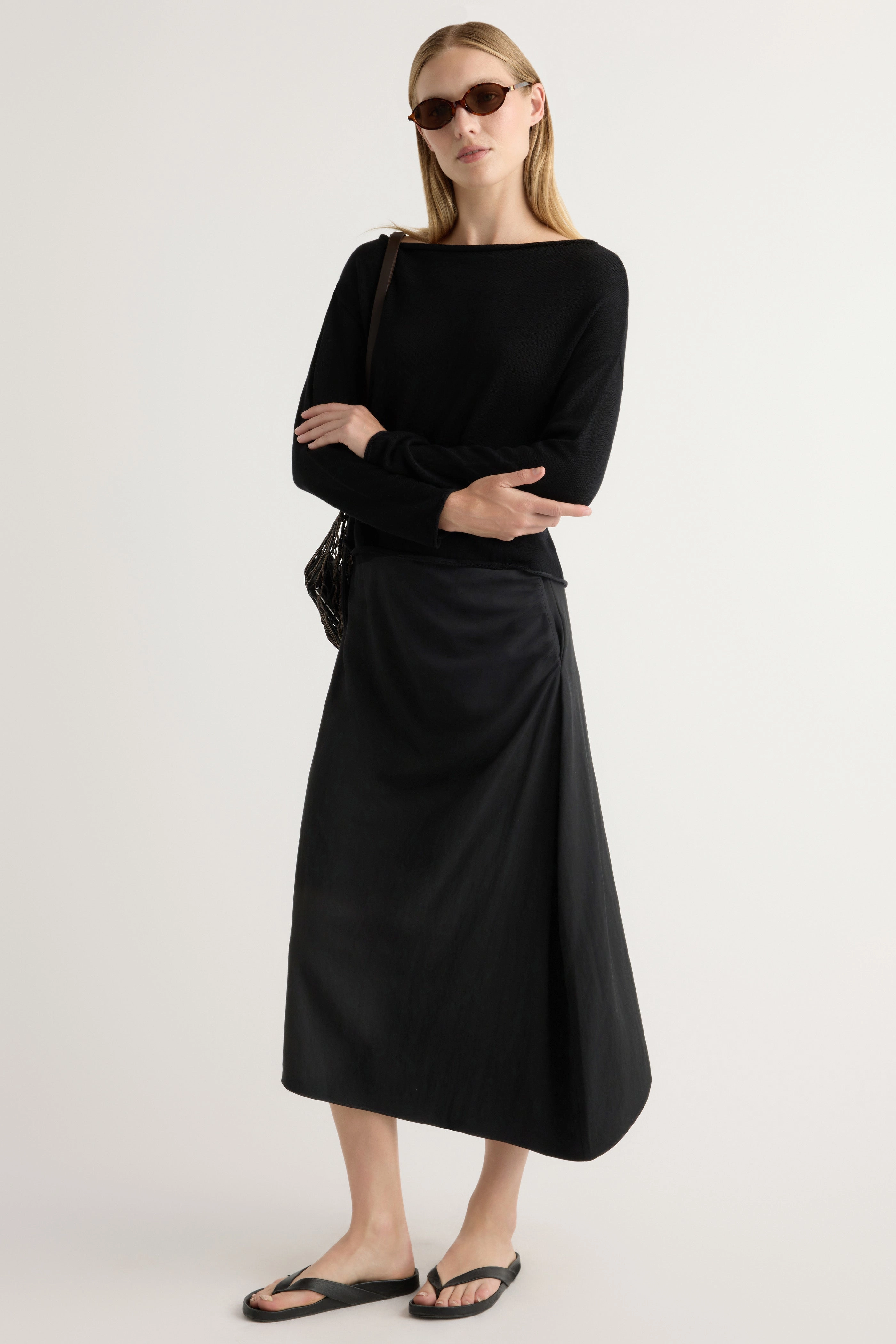Rita Asymmetric-Hem Shirred Skirt Vibe Shot Gentle Comfort