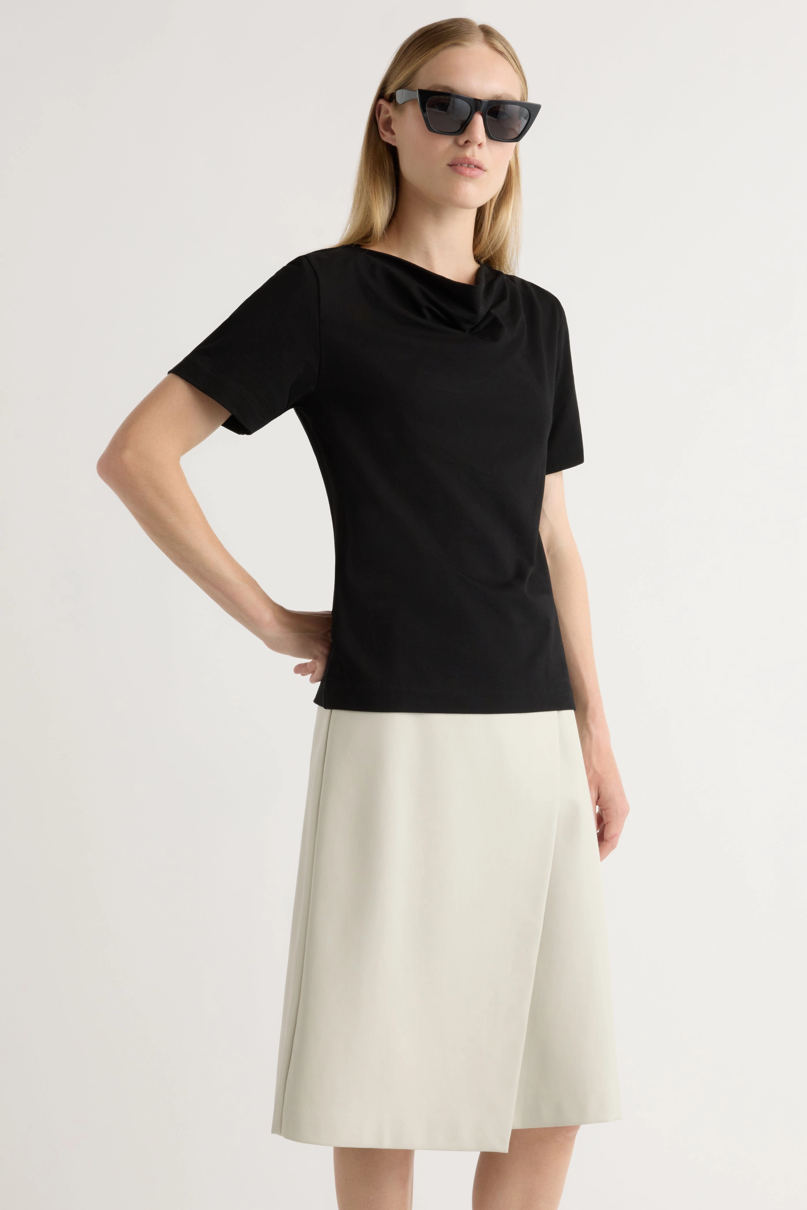 Foldable Design Detail Focus Alba Asymmetric Vegan Leather Skirt