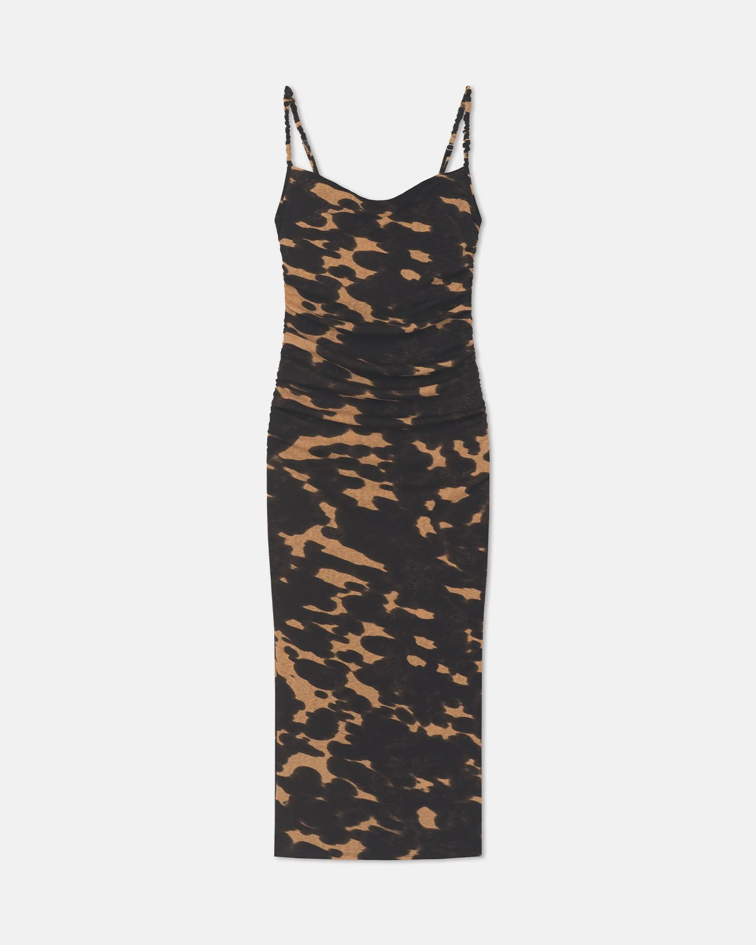 Hidden Zipper Alexa - Mesh Jersey Dress - Midnight Mocha Apricot