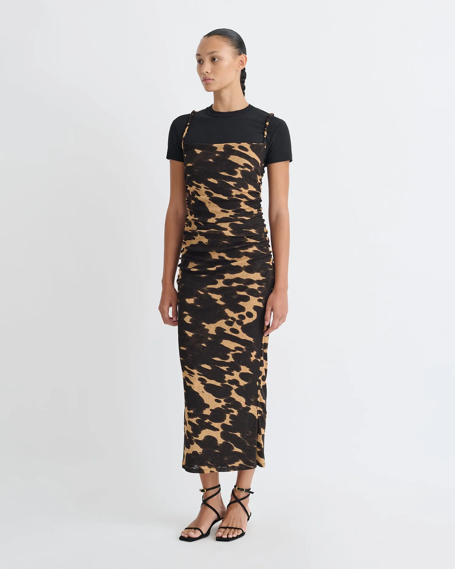 Pleat Breeze Alexa - Mesh Jersey Dress - Midnight Mocha Apricot