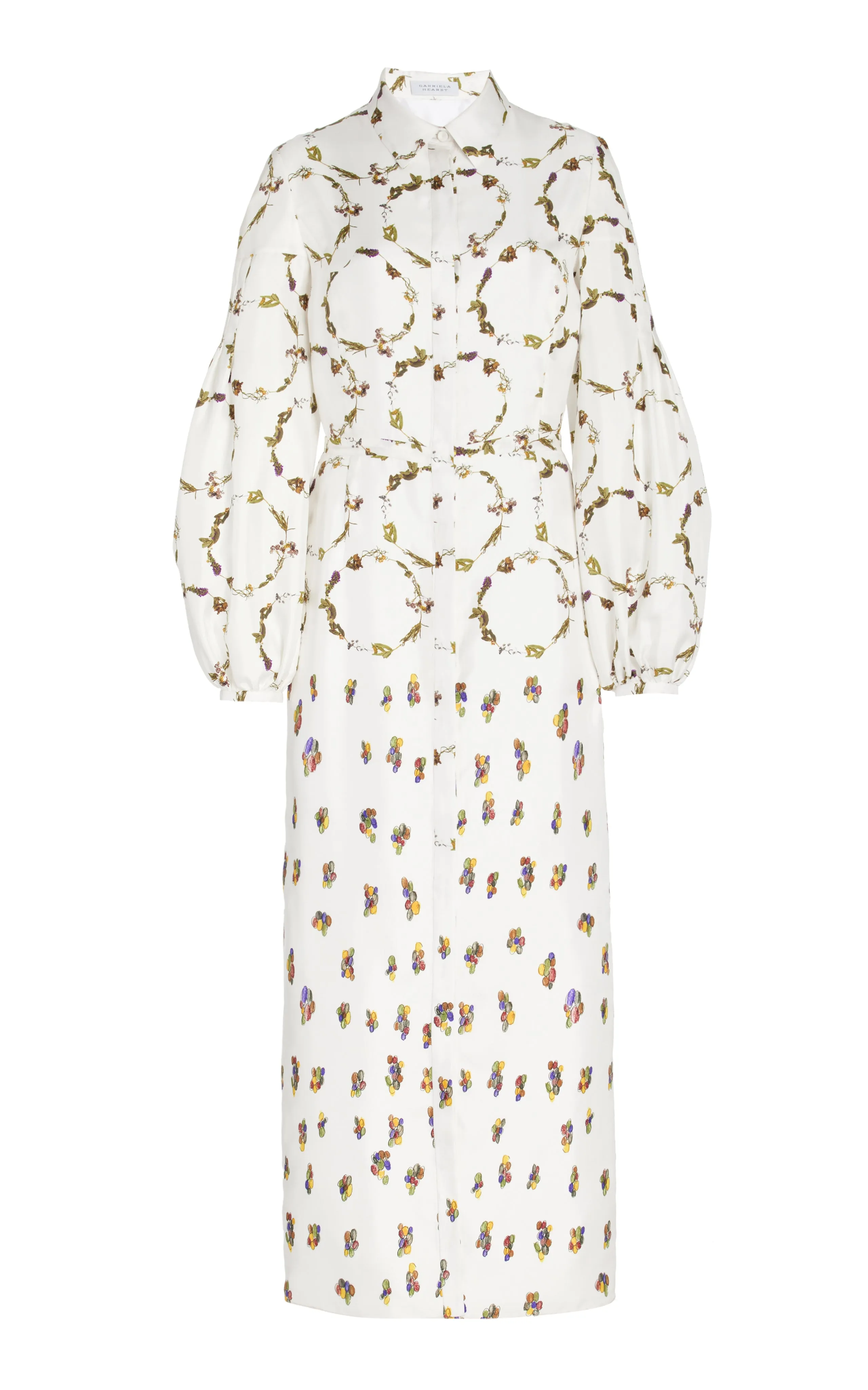 Bold colors Mauri Shirtdress in Ivory Printed Silk Twill