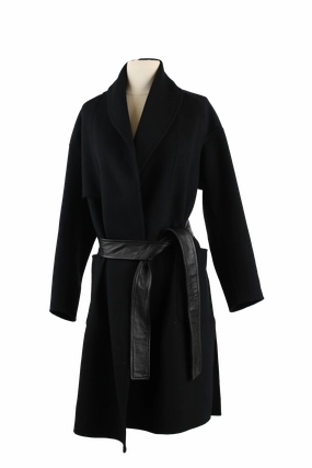 NoiseReduciting Fabric Sleek Layer Fit Thalia Wool Belted Wrap Coat
