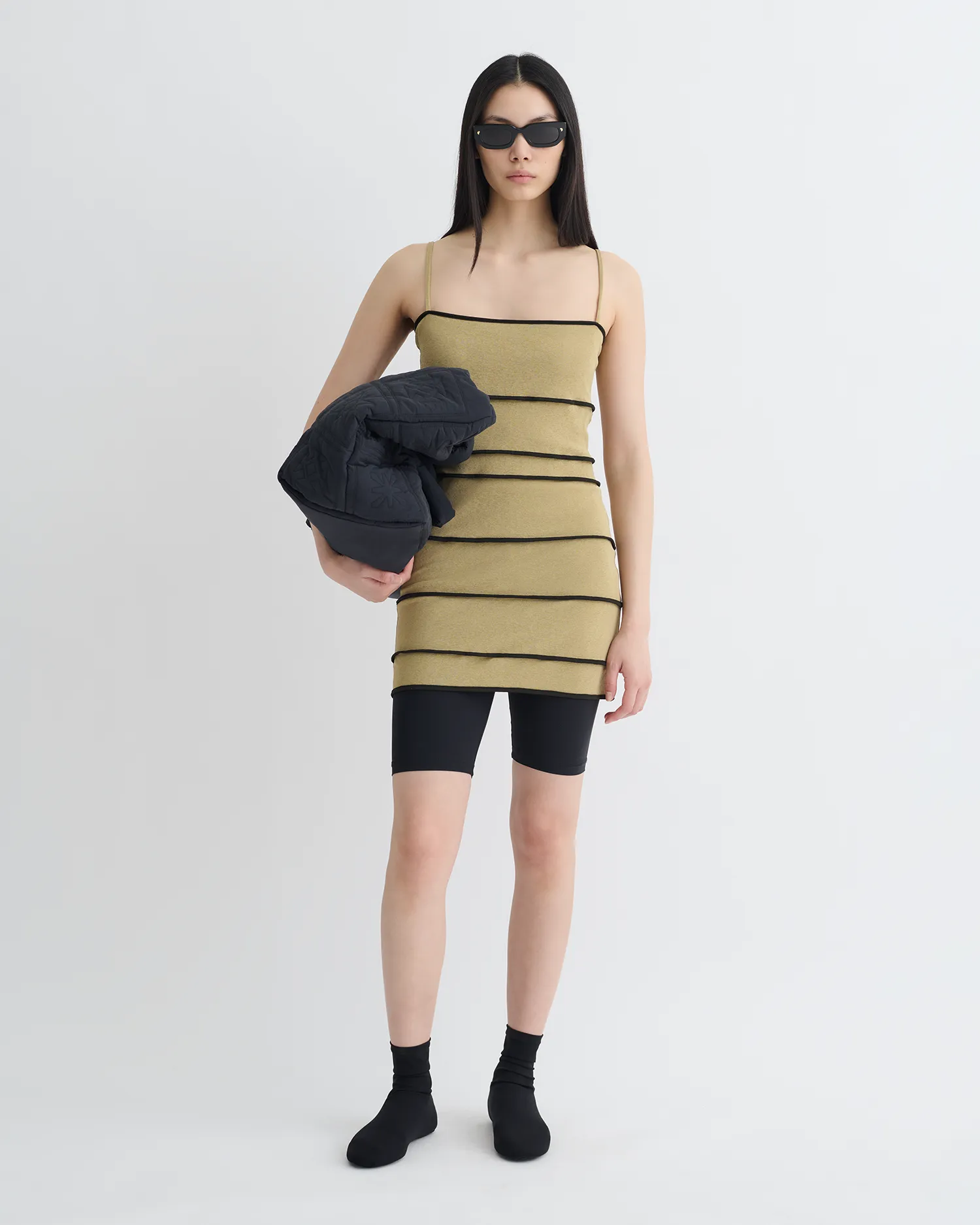 Alula - Mesh Jersey Mini Dress - Sand/Anthracite Chic Fit Wear Mature Glam