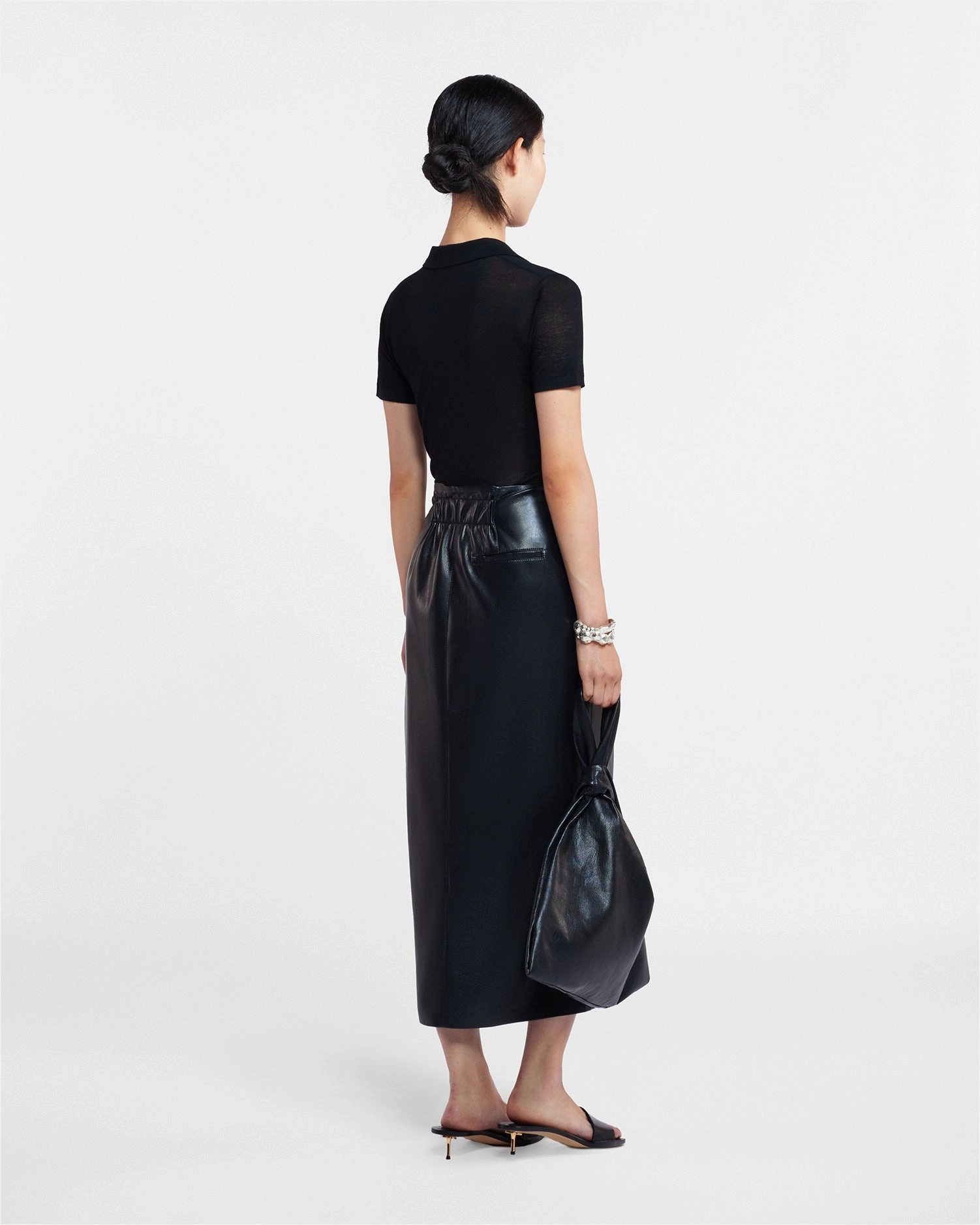 Amas - Okobor? Alt-Leather Sarong Skirt - Black Minimalist Chic
