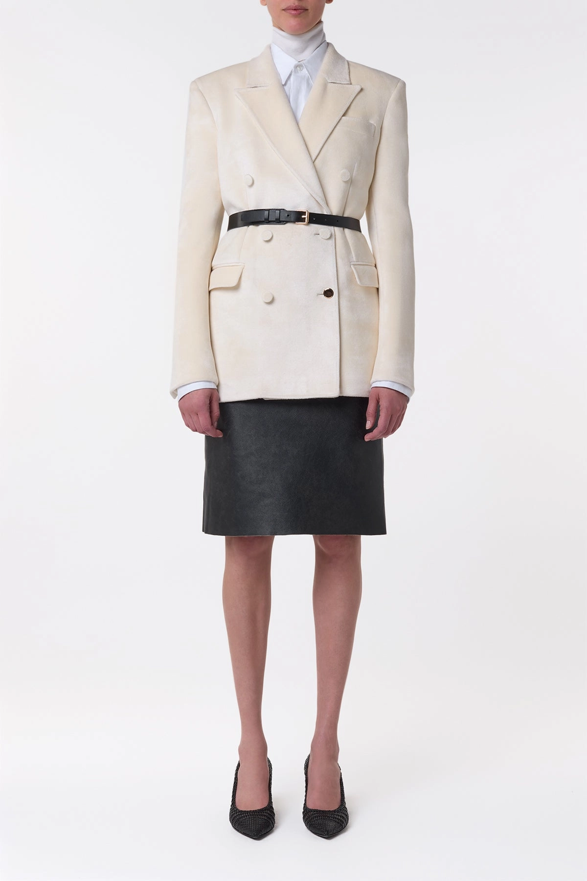 Silk Touch Chill Mood Amon Midi Skirt in Black Leather