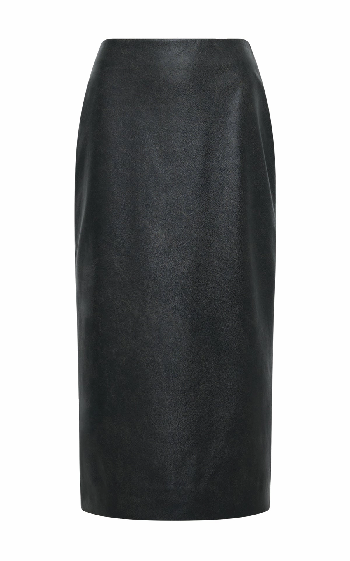 Amon Midi Skirt in Black Leather Simple Styling Crisscross Back