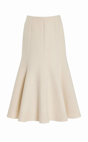 Amy Midi Skirt in Ivory Double-Face Recycled Cashmere Felt Seasonal Layering