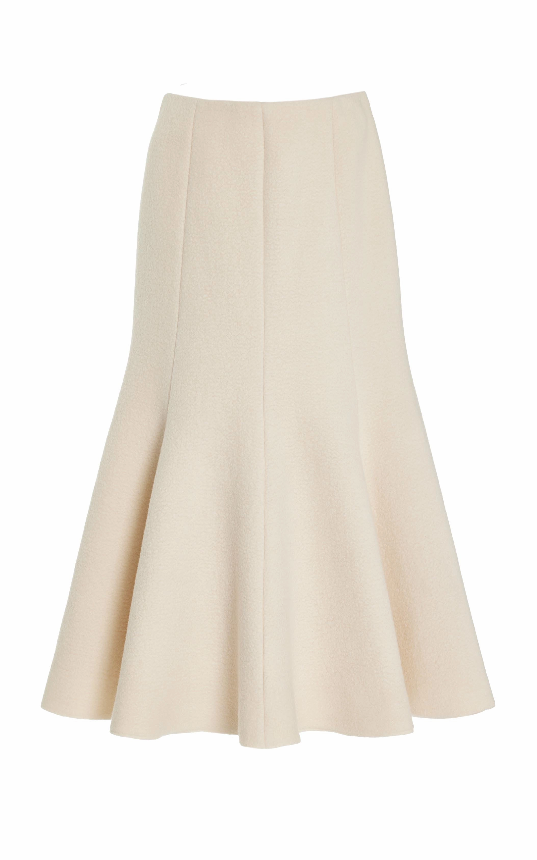 Amy Midi Skirt in Ivory Double-Face Recycled Cashmere Felt Seasonal Layering