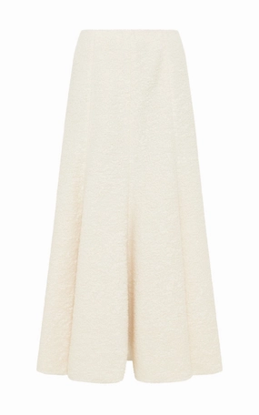 Erasable Crease Relaxed Motion Amy Midi Skirt in Ivory Recycled Cashmere Boucle
