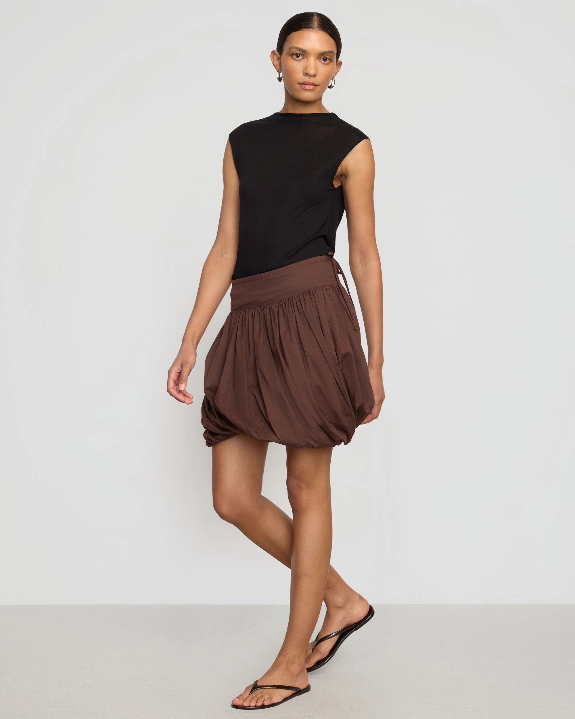 Anat Organic Cotton Twist-Bubble Skirt Geometric Print Weekend Ready