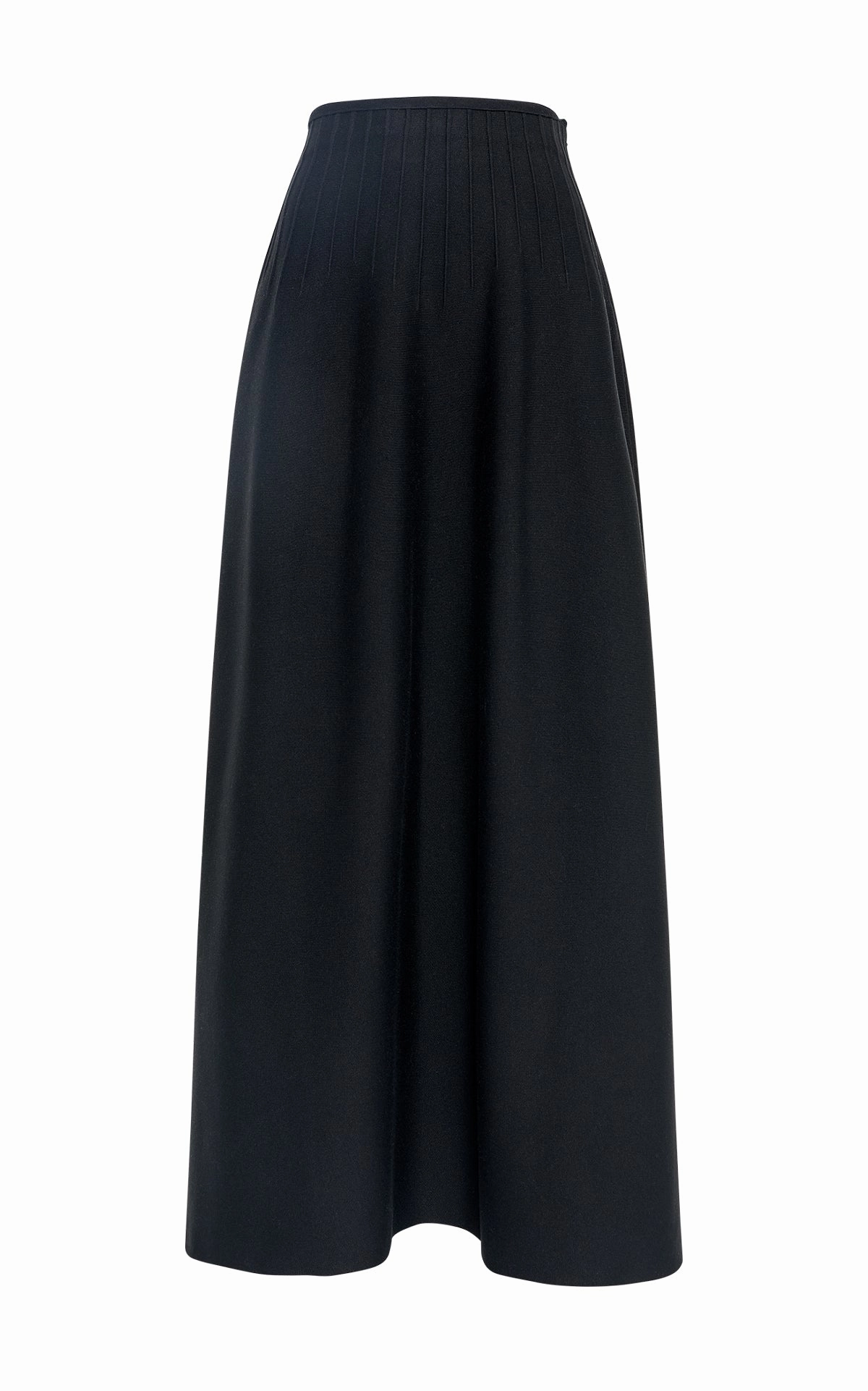 Annamaria Knit Maxi Skirt in Black Silk Crafted Detail Travel Influence