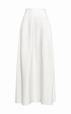 Crafted Detail Animal Print Annamaria Knit Maxi Skirt in Ivory Silk