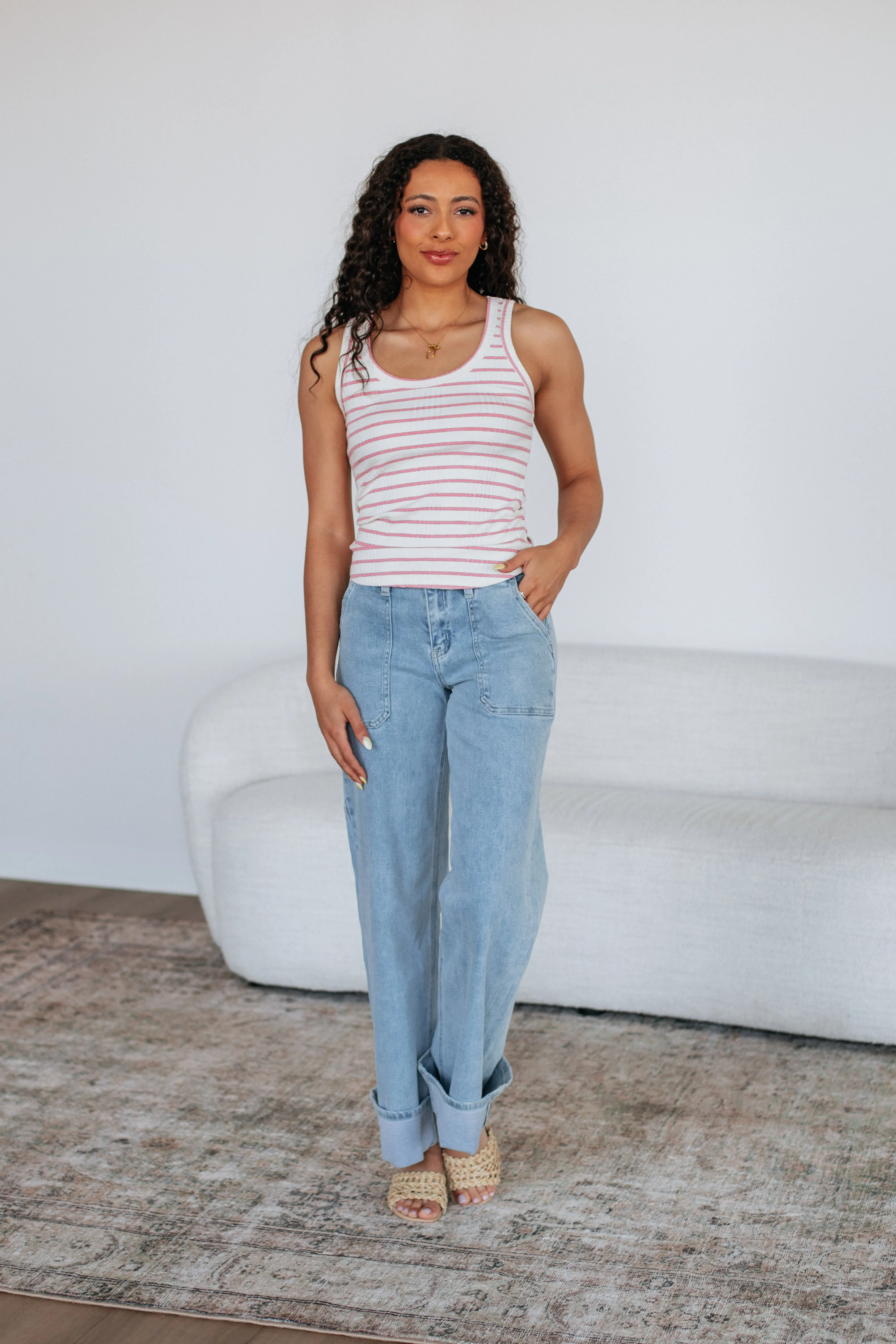 domestic users Ansley Striped Tank - Blush Mix