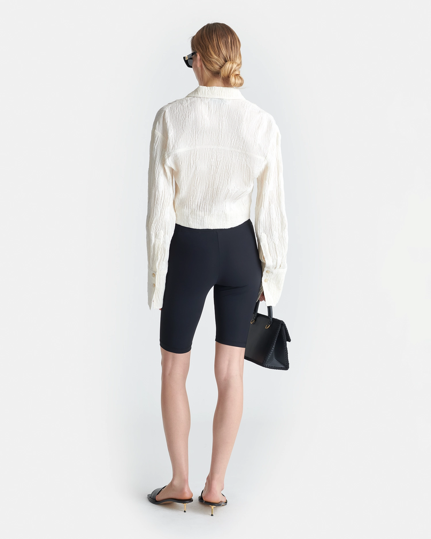 Enola - Seersucker Gauze Shirt - White Soft Feel Bamboo Fiber Blend