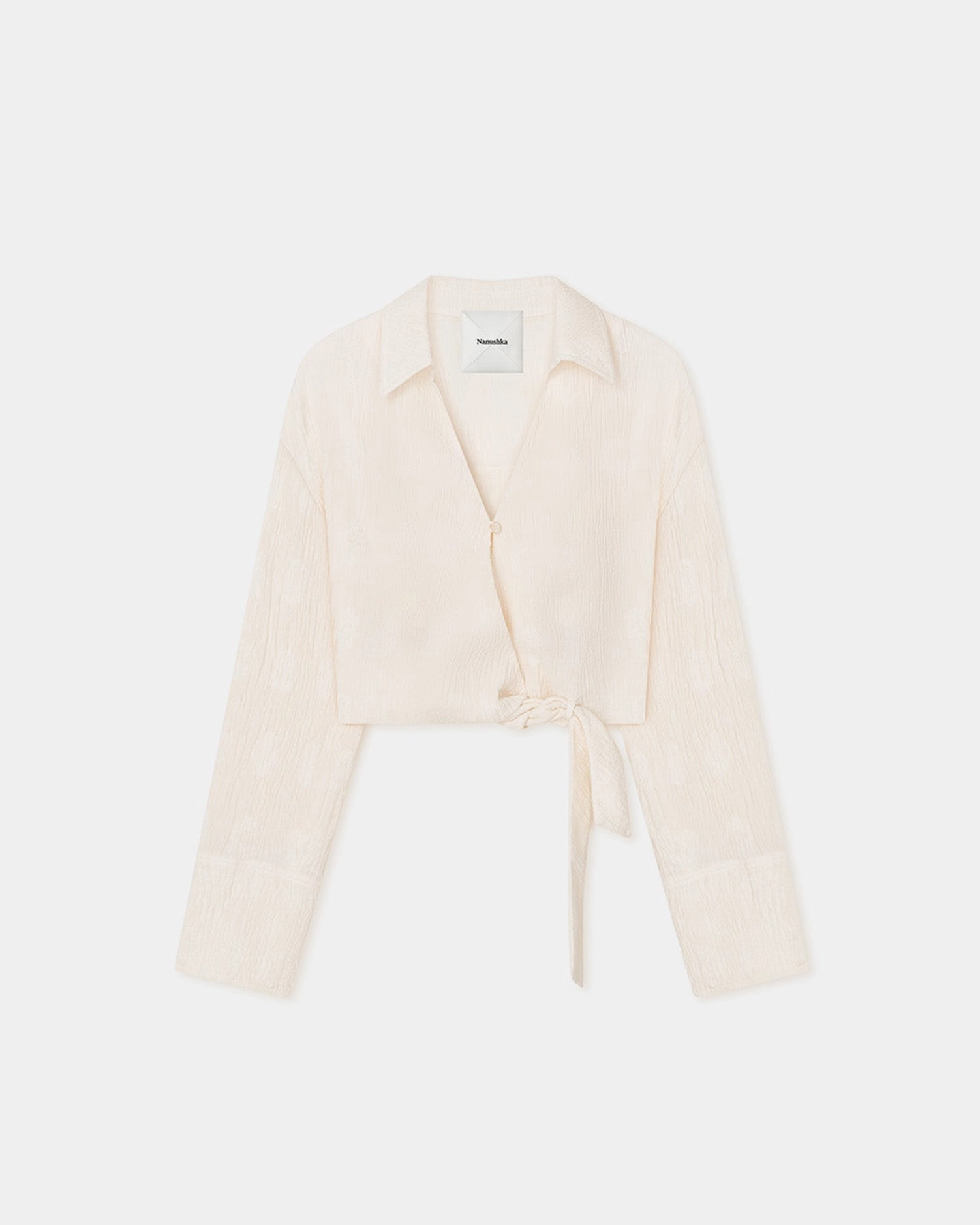 Pocket Detailing Enola - Seersucker Gauze Shirt - White