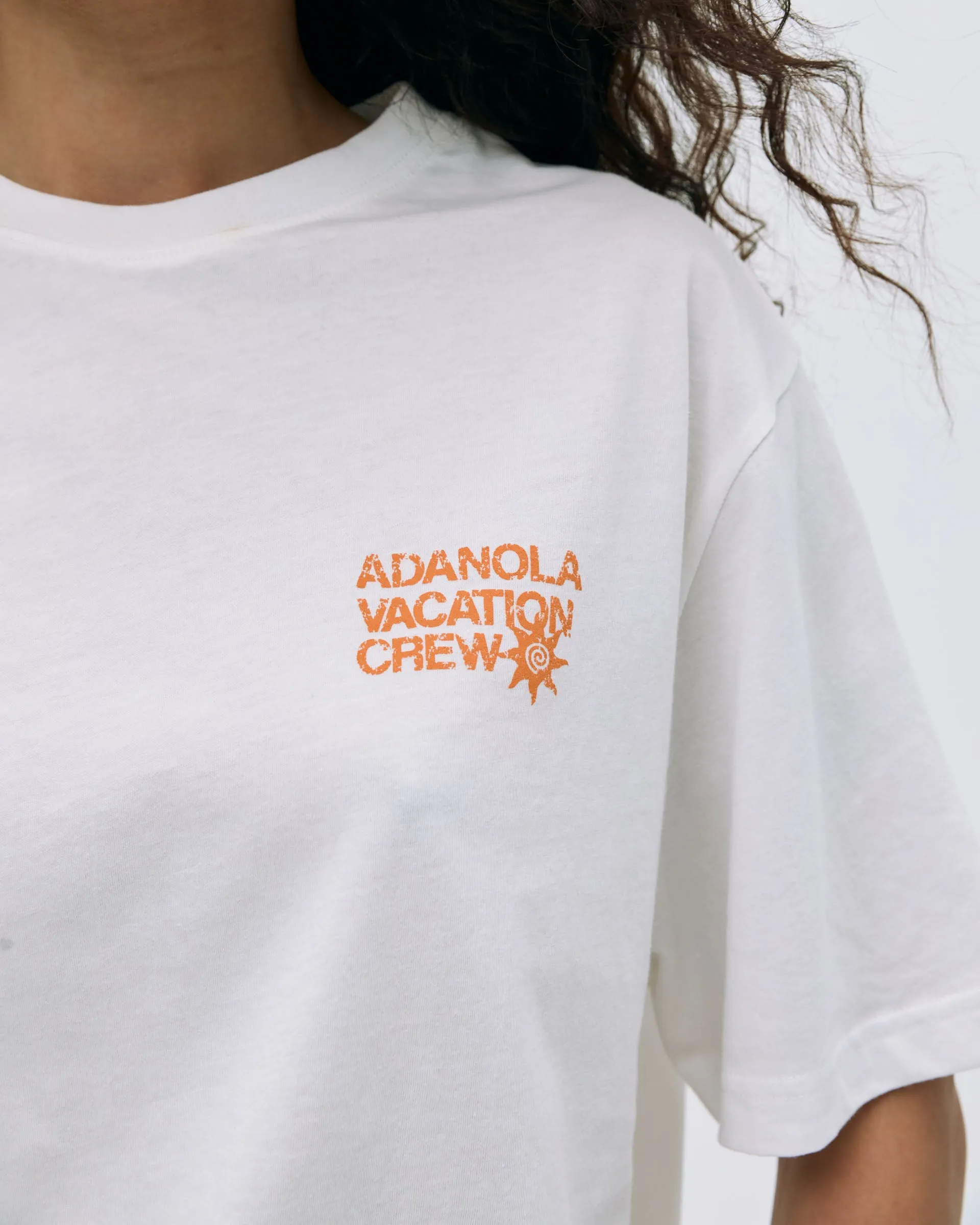 Vacation Lightweight T-shirt - White/Mango Orange Soft Knit