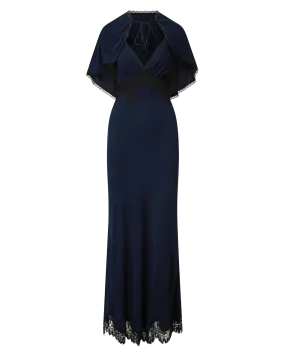 Muriel Lace-Trim Maxi Dress Shiny Zip Versatile Wearable