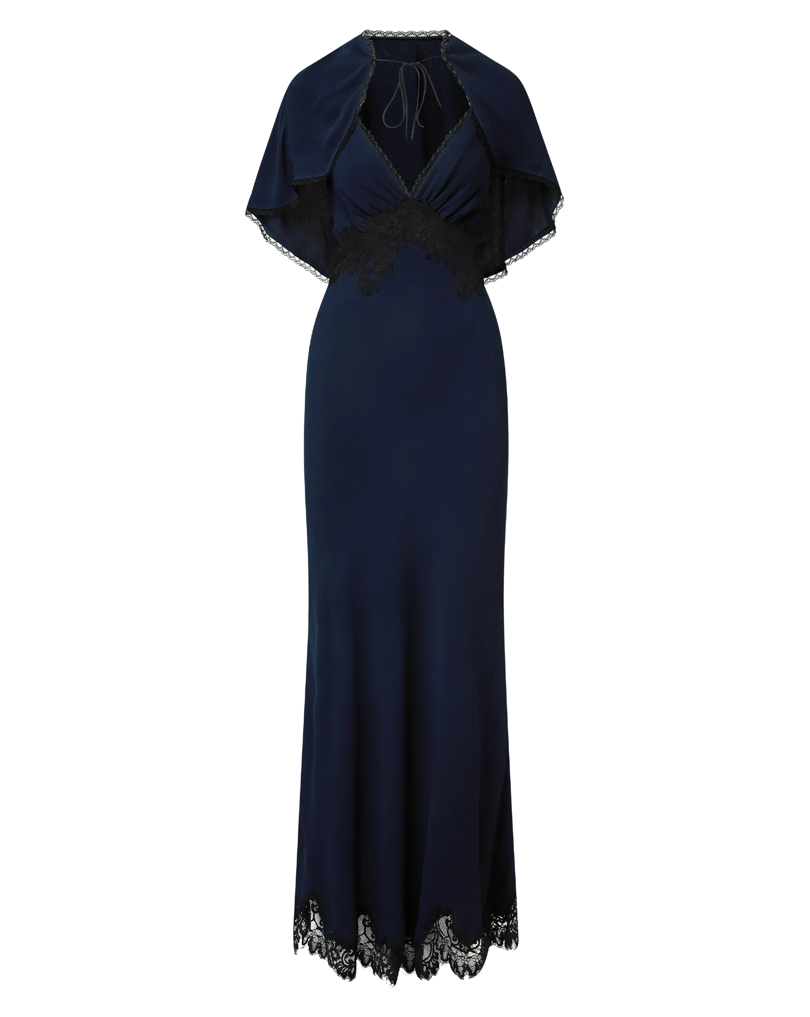 Muriel Lace-Trim Maxi Dress Shiny Zip Versatile Wearable