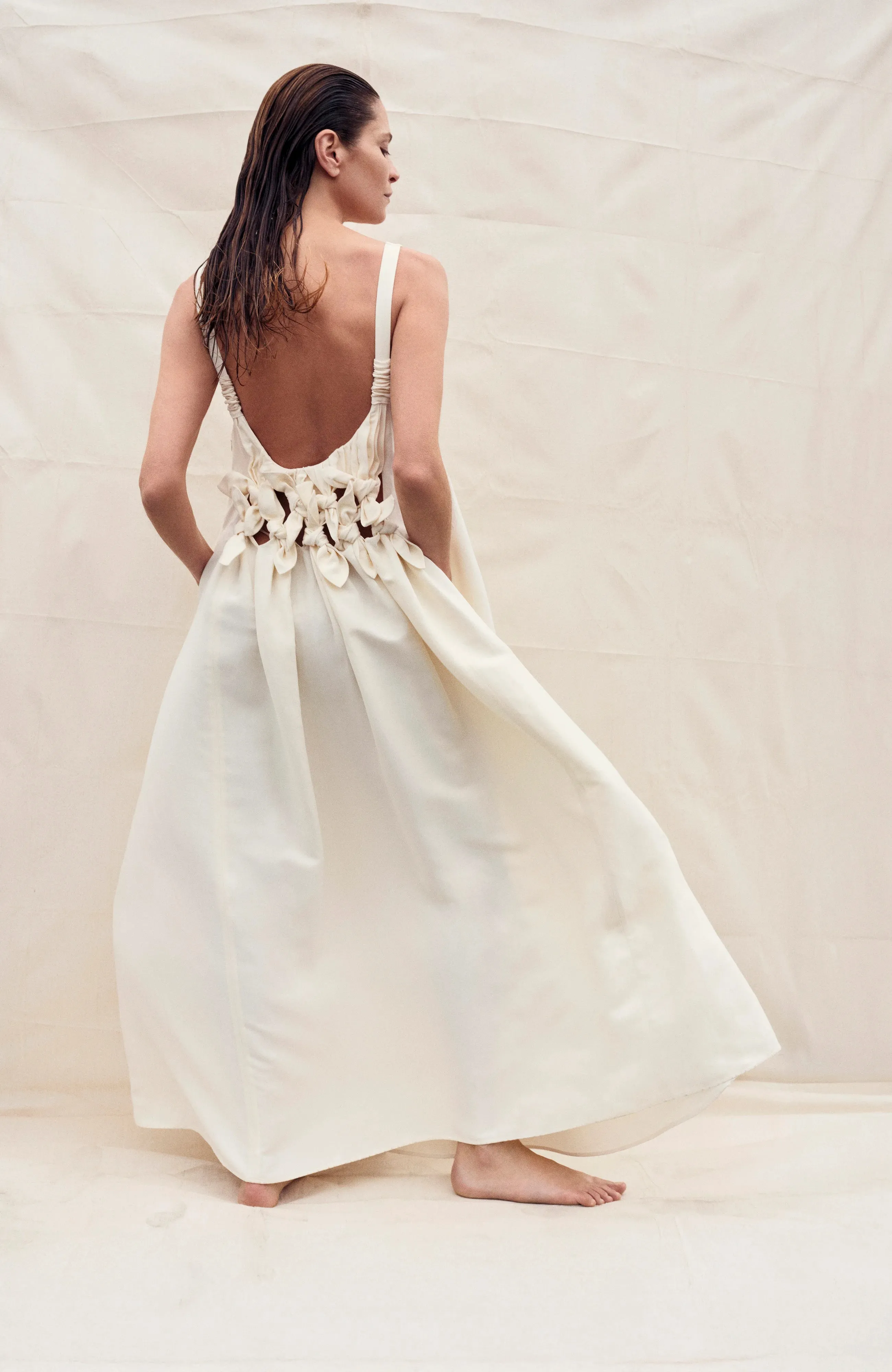 Style Blend Aras Maxi Dress in Ivory Linen Silk