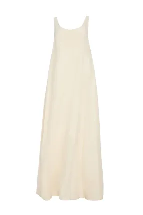 Travel-Style Aras Maxi Dress in Ivory Linen Silk