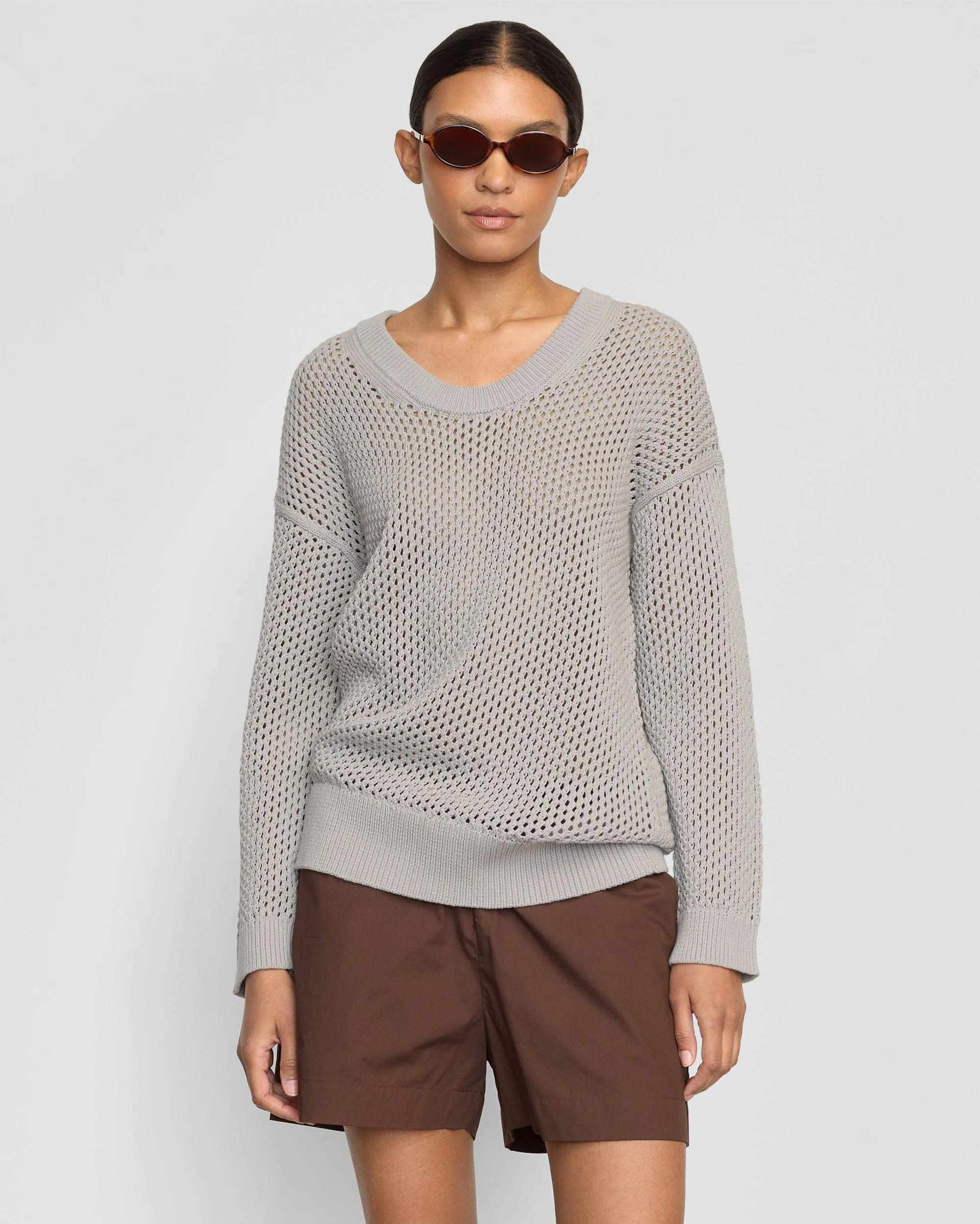 Archana Open Knit U-Neck Sweater Sleek Layers