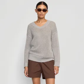 Quick Comfort Design Cozy Stretch Fit Archana Open Knit U-Neck Sweater