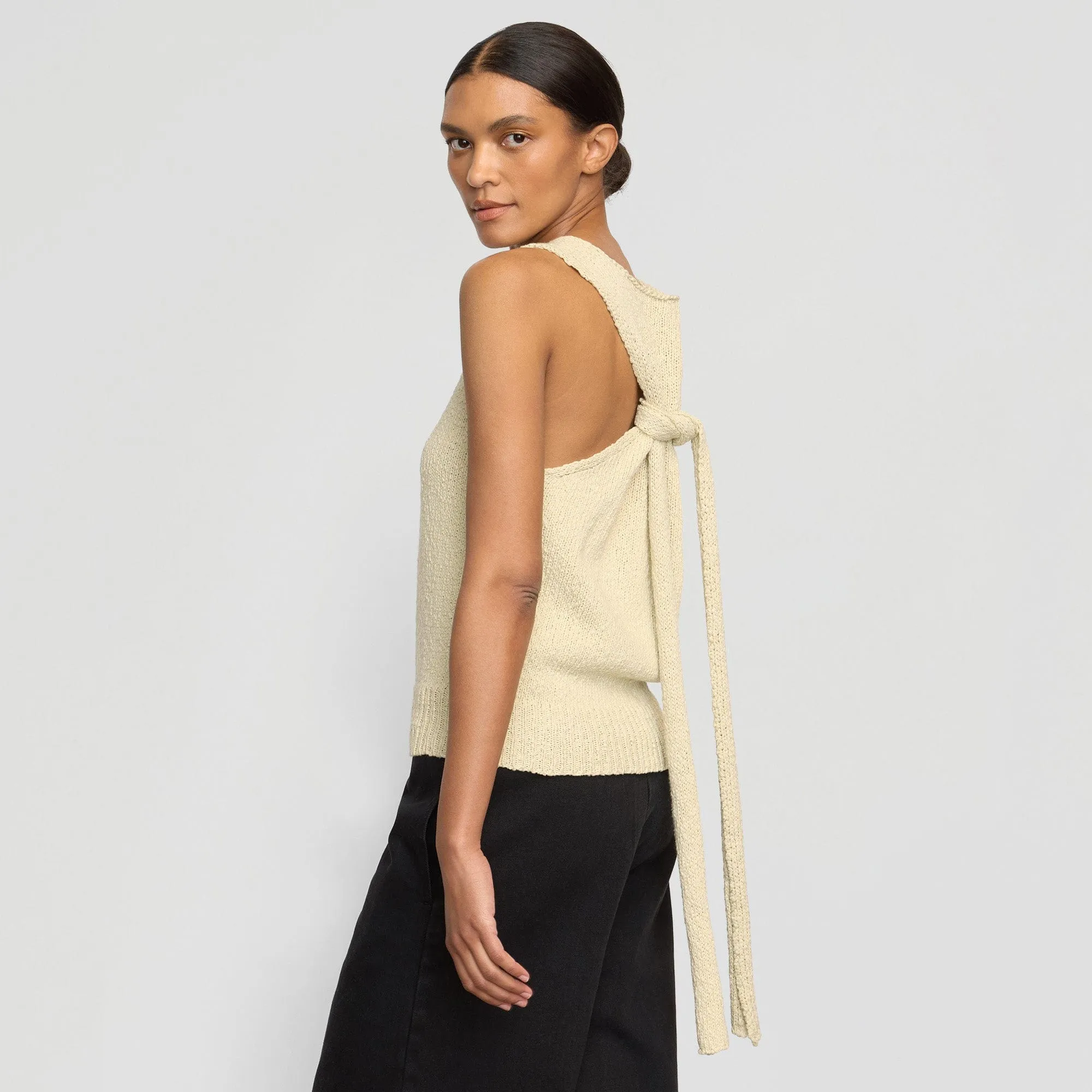 Elderly Comfort Breathable mesh panel Arinna Tie-Racerback Organic Cotton Tank