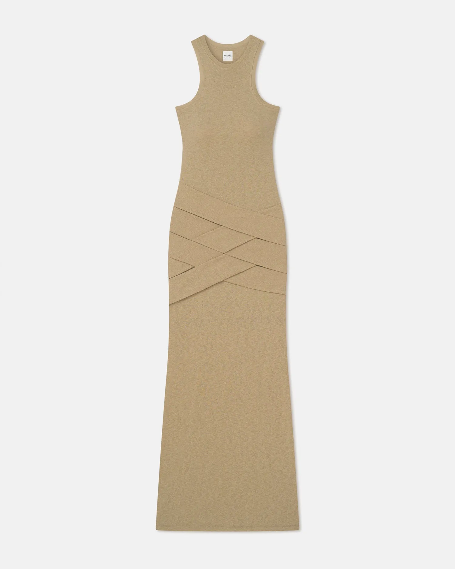 All Time Bold Movement Arisa - Draped Mesh Jersey Maxi Dress - Sand