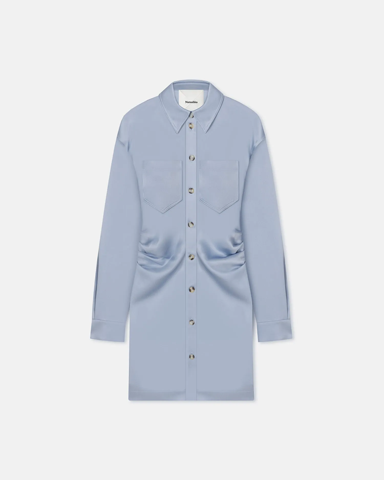 Versatile Touch Trendy Tailoring Arona - Draped Slip Satin Mini Dress - Ice Blue