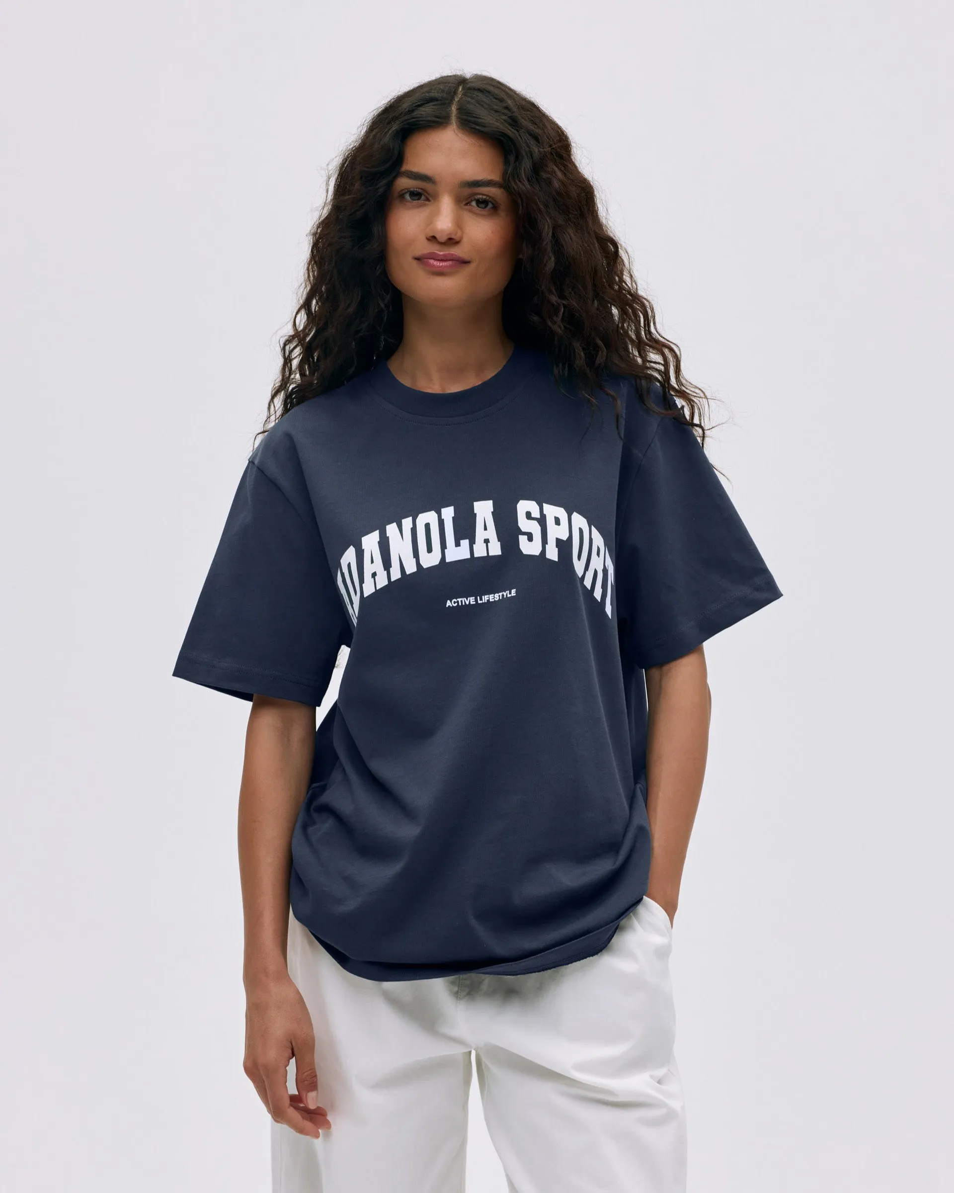 AS Short Sleeve Oversized T-shirt - Midnight Blue/White Basic Tee Airflow Mesh Insert