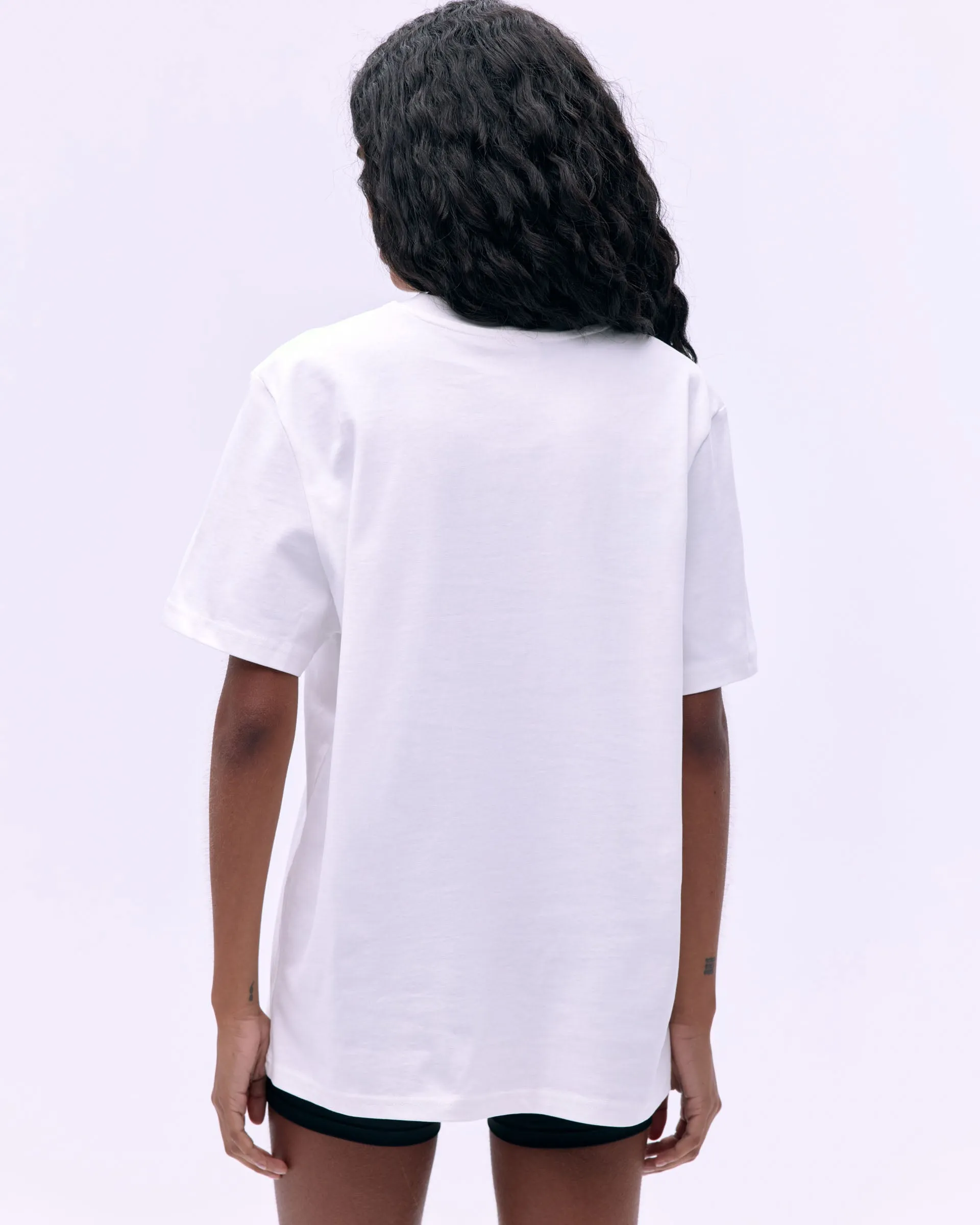 Asymmetrical hem StainResistantFinish AS Short Sleeve Oversized T-Shirt - White