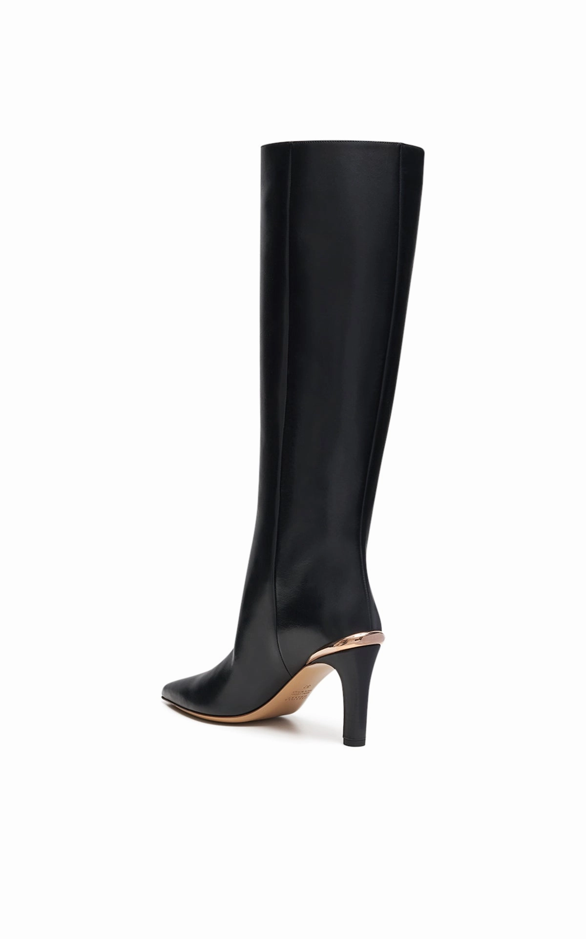Aura High Heel Stiletto Tall Boot in Black Leather City Wear Weatherproof Seam