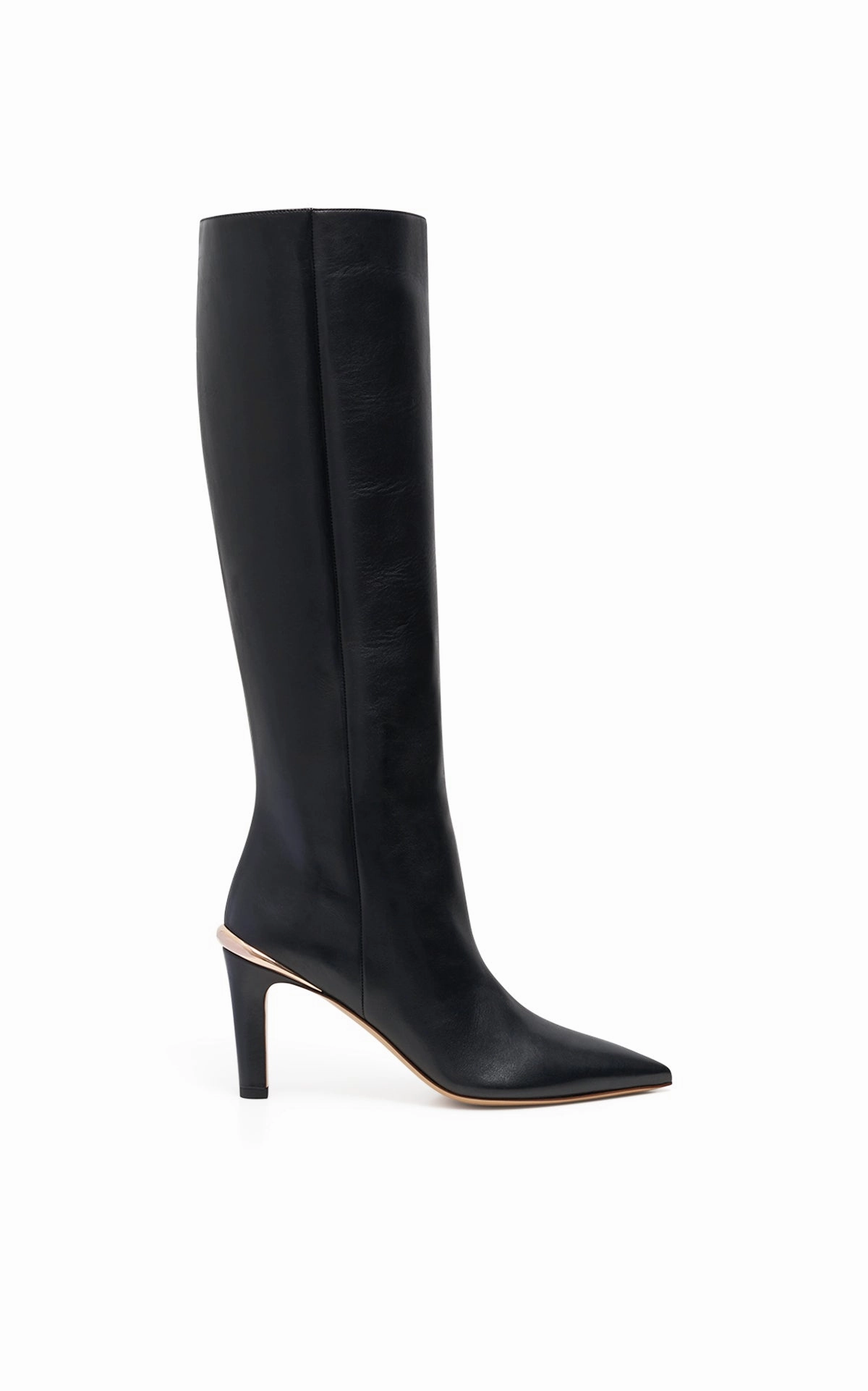 Flexible Ankle Support Aura High Heel Stiletto Tall Boot in Black Leather